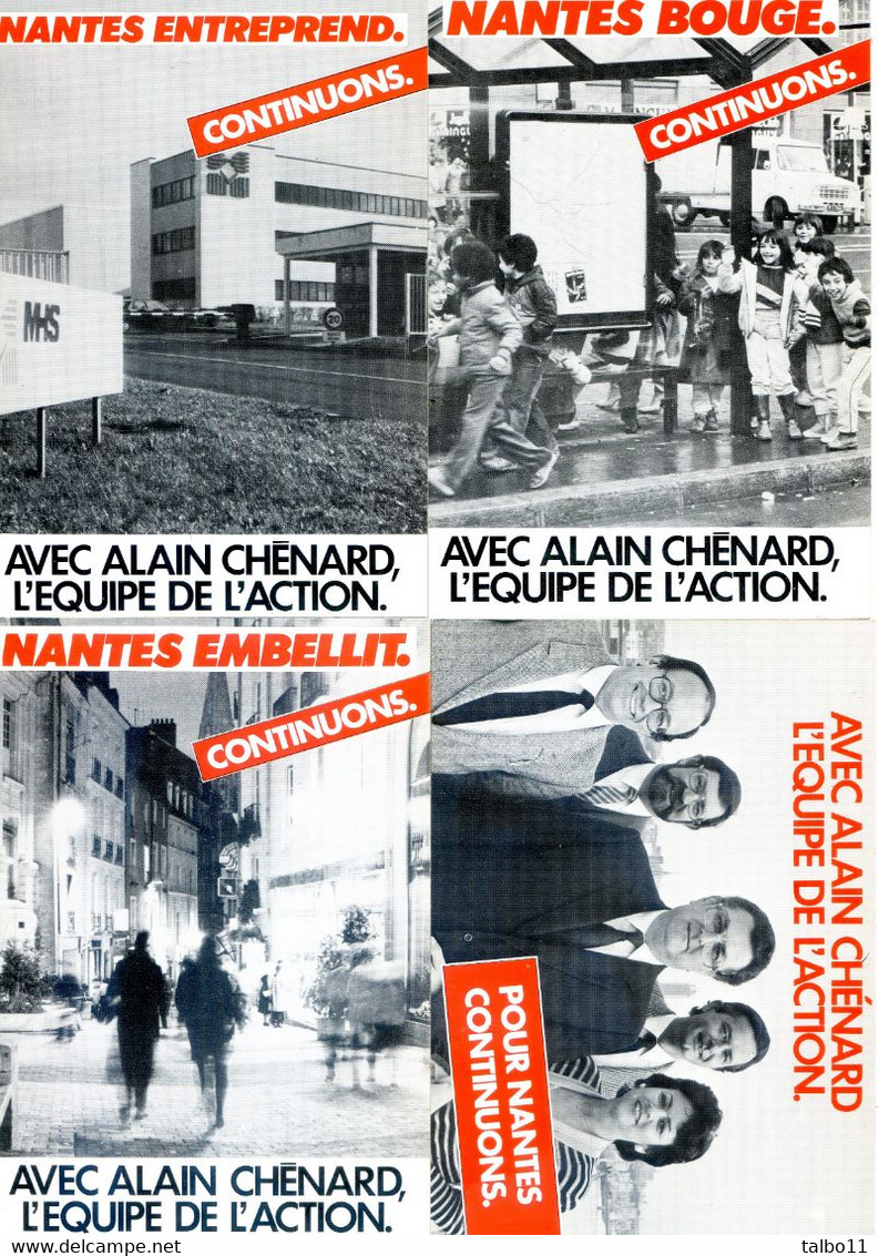 Politique - Nantes Avec Alain Chenard - Elections De 1983 - Lot De 4 Cartes - Partis Politiques & élections