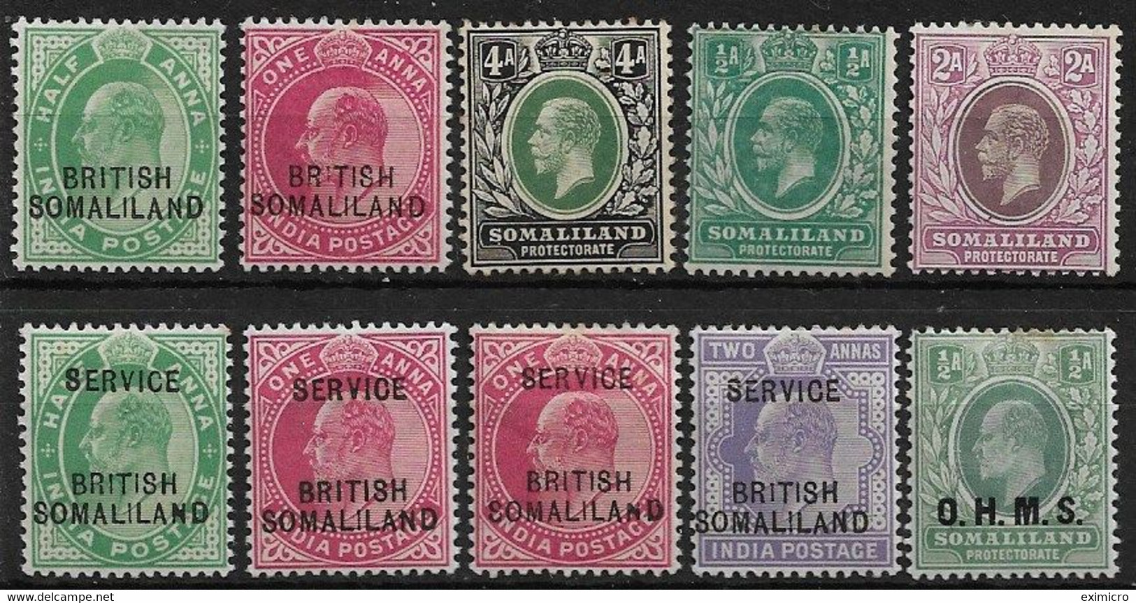 SOMALILAND 1903 - 1921 ALL DIFFERENT SELECTION INCLUDING AN UNLISTED VARIETY UNMOUNTED MINT/ MOUNTED MINT Cat £27+ - Somaliland (Protectorate ...-1959)