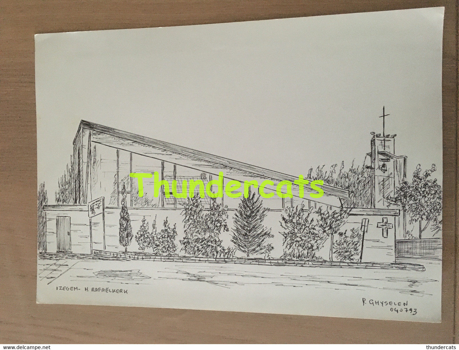 ORIGINELE GROTE TEKENING DOOR PAUL GHYSELEN GHIJSELEN 1993  IZEGEM H RAFAELKERK - Dessins