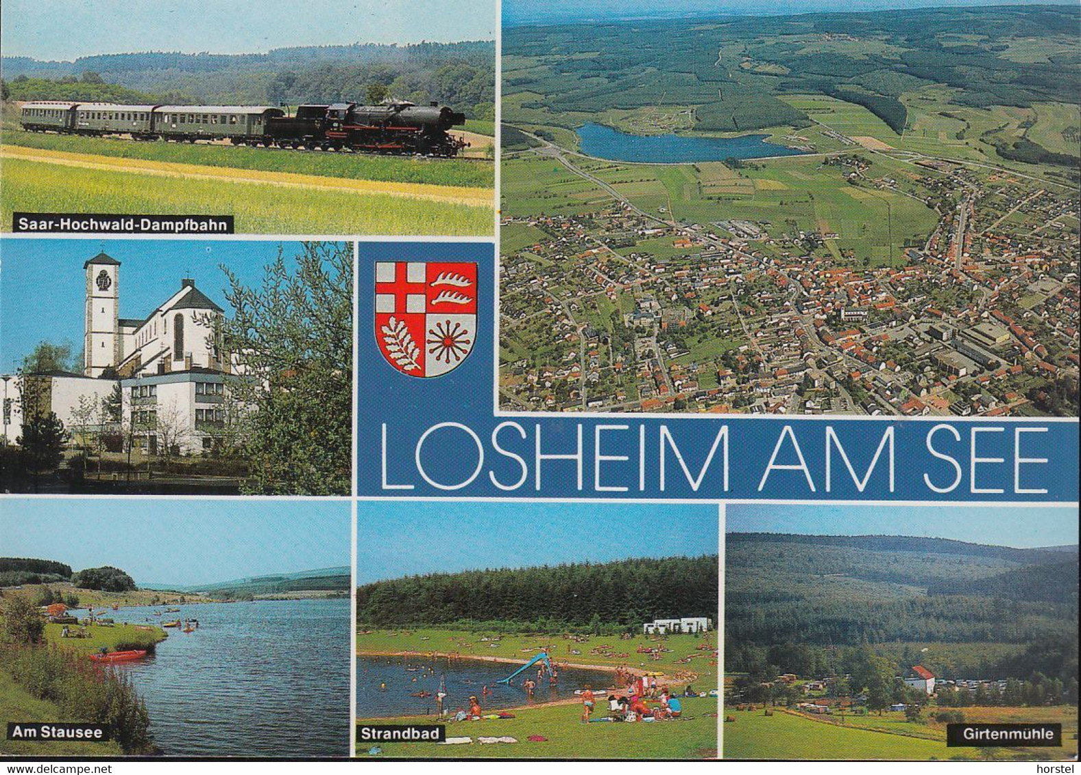 D-66679 Losheim Am See - Alte Ansichten - Dampfbahn - Strandbad - Girtenmühle - Luftbild - Kreis Merzig-Wadern