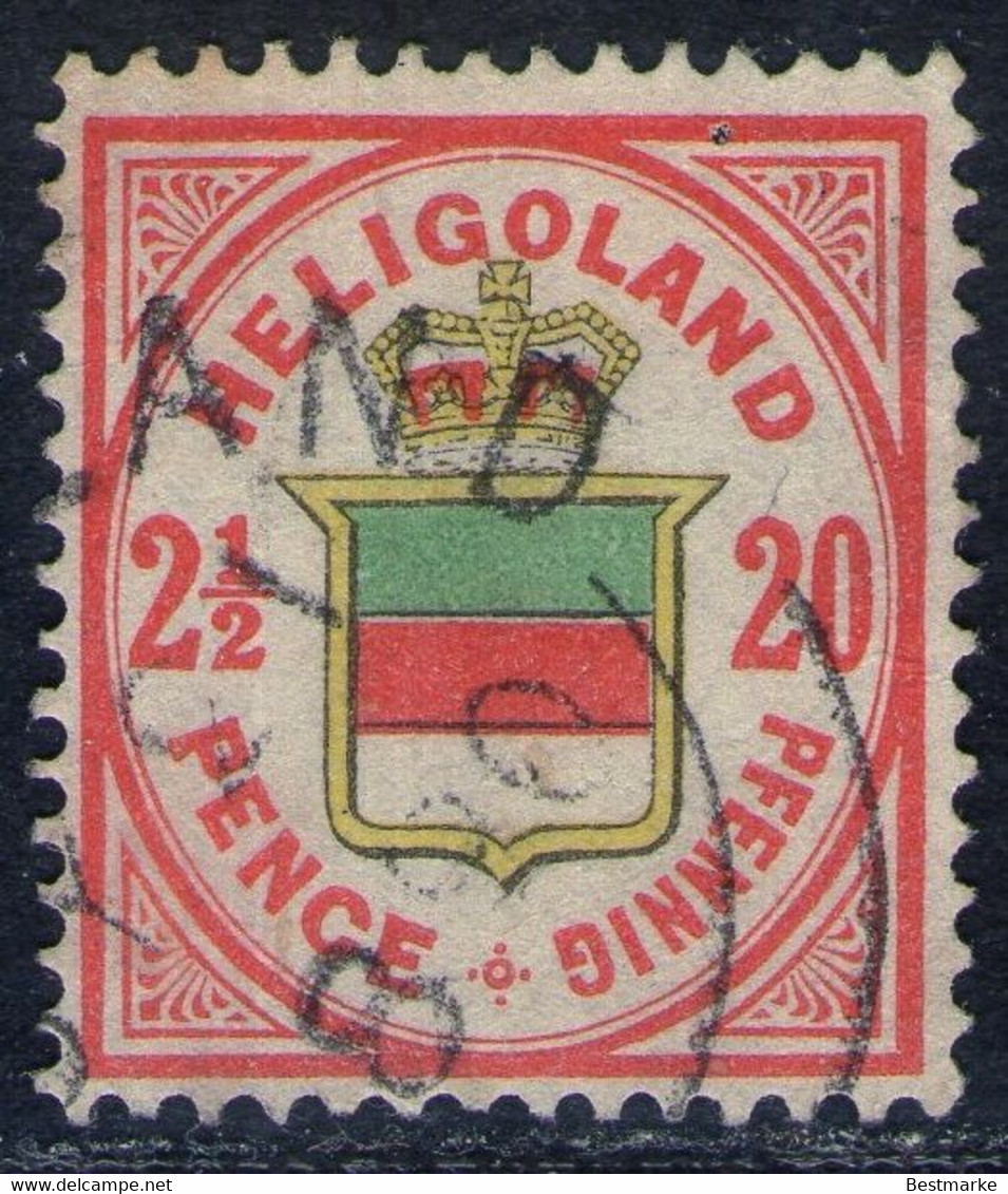 Heligoland JY 21 1890 Auf 2 1/2 Pence Rotorange/gelb/graugrün - Helgoland Nr. 18 F - Héligoland