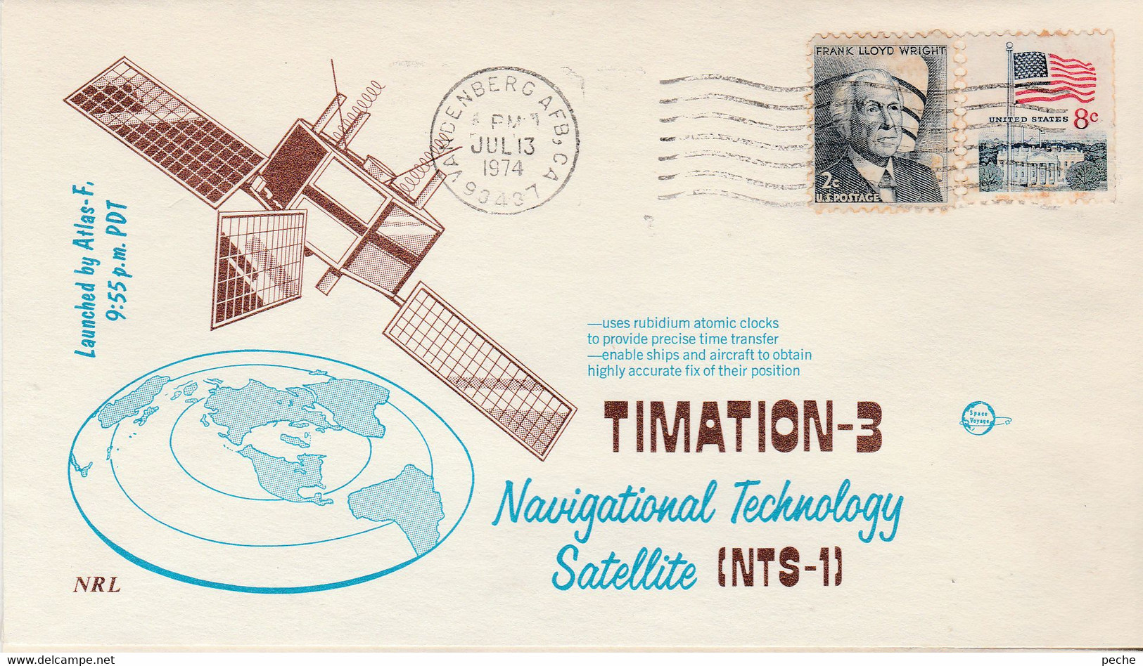 N°737 N -lettre (cover) -Timation-. -national Technology Satellite- - Amérique Du Nord