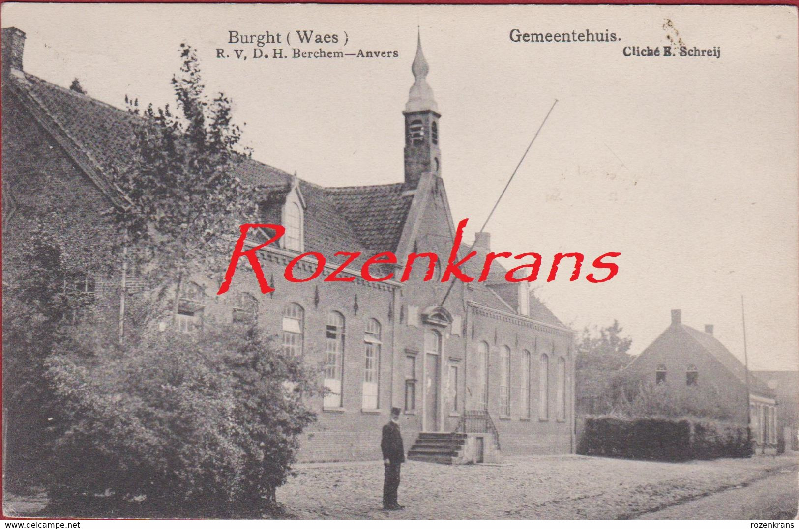 Burght Burgt Zwijndrecht Antwerpen Het Gemeentehuis Geanimeerd ZELDZAAM 1910 (In Zeer Goede Staat) - Zwijndrecht