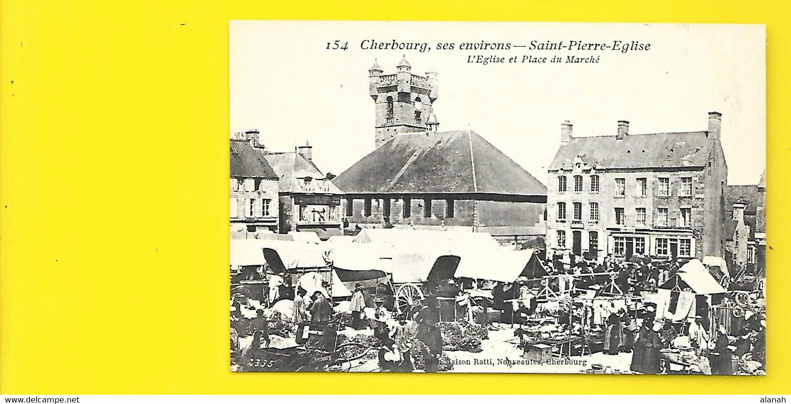 St PIERRE EGLISE L'Eglise Et Place Du Marché (Ratti ) Manche (50) - Saint Pierre Eglise