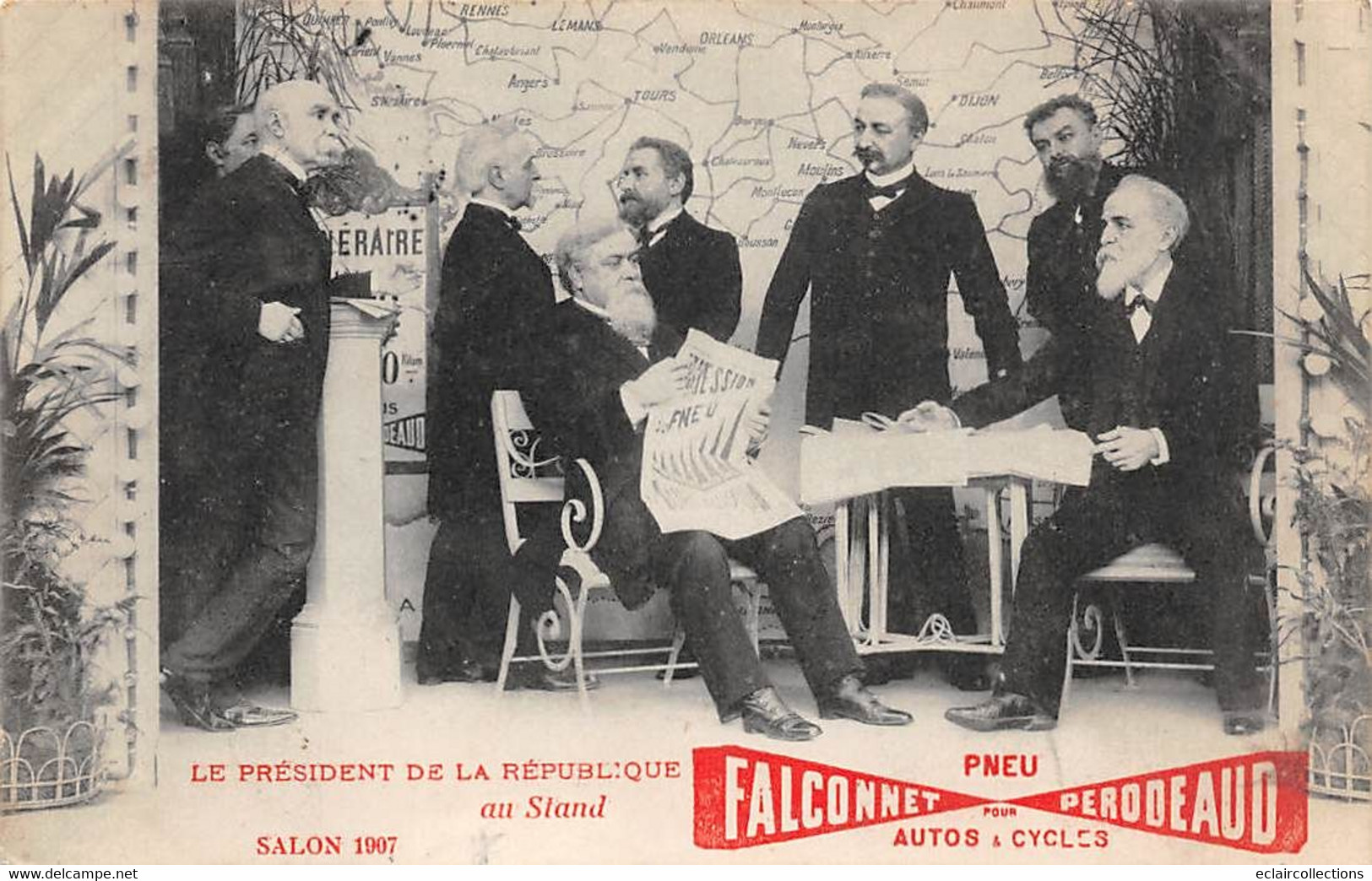 Thème:  Politique  Personnage Paul Doumer Au Salon De 1907  Stand  Pneus  Falconnet-Perodeaud     Voir Scan) - Figuren