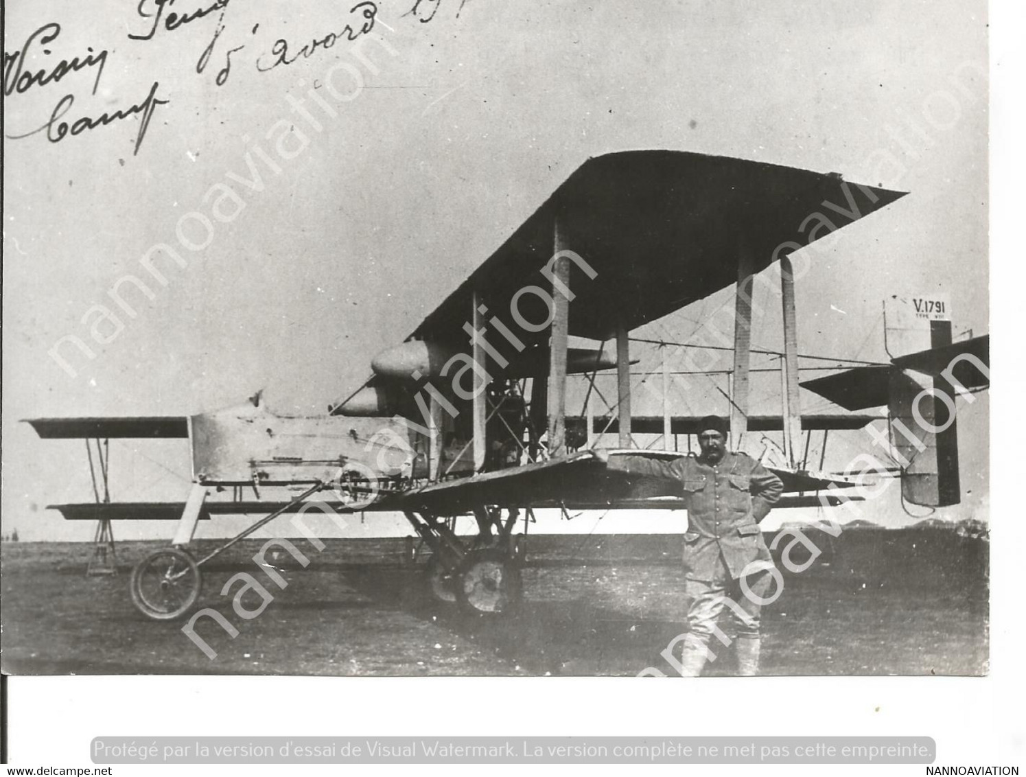 PHOTO AVION VOISIN VIII OU VOISIN PEUGOET N°1791 CAMP D AVORD 1917    17X11CM - Aviation