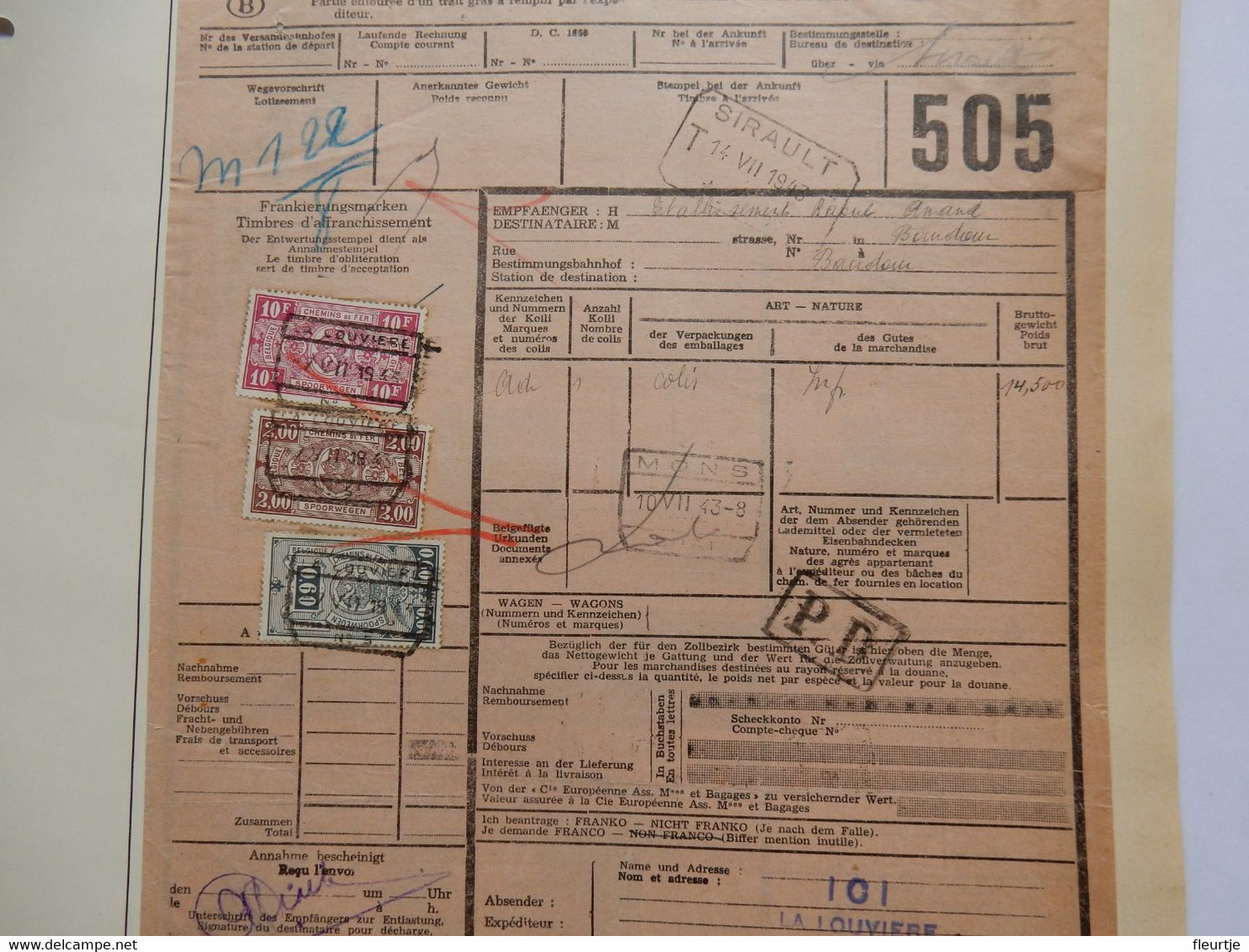 TR Zegels Op Expeditie Bulletin Anno 1943  Onderweg V 07 Tem 14/7/43 - Dokumente & Fragmente