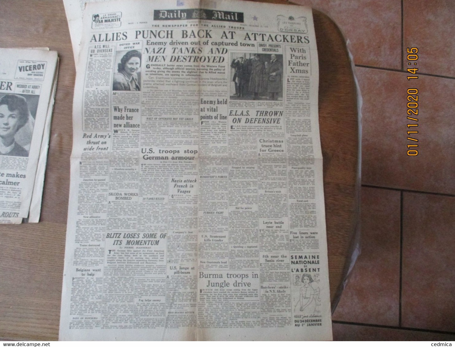 DAILY MAIL FRIDAY DECEMBER 22.1944 THE NEWSPAPER FOR THE ALLIED TROOPS - Weltkrieg 1939-45