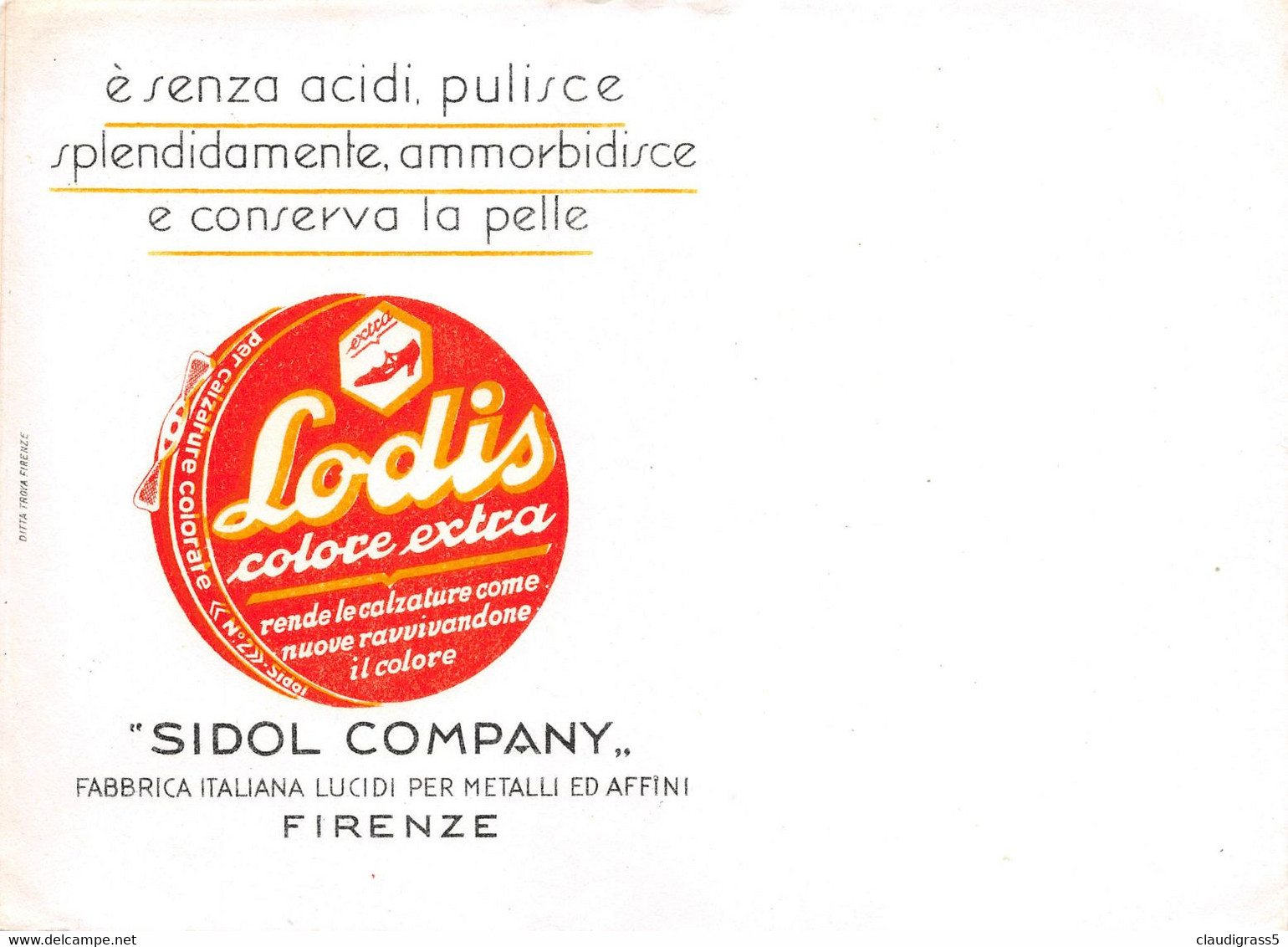 1576 "CARTA ASSORBENTE-SIDOL COMPANY-(LODIS COLORE EXTRA) PER CALZATURE"-NUOVA - Schoenen