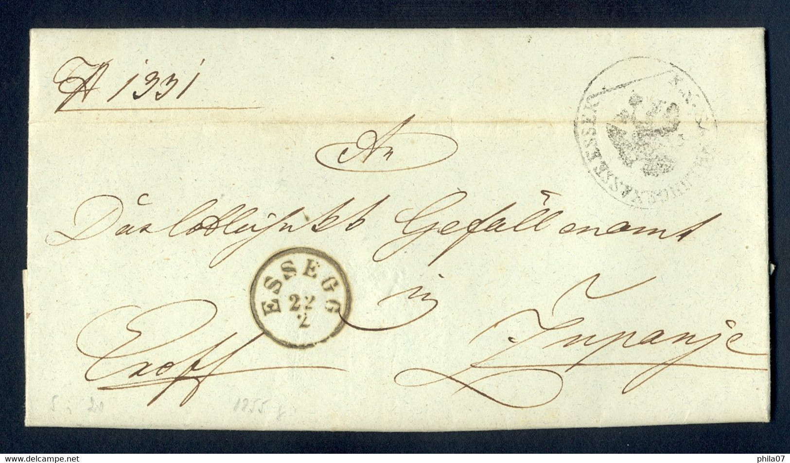 HUNGARY - Letter With Complete Content Sent From ESSEG (Osijek) To Županja Via Vinkovci 22.02. 1855. - Sonstige & Ohne Zuordnung