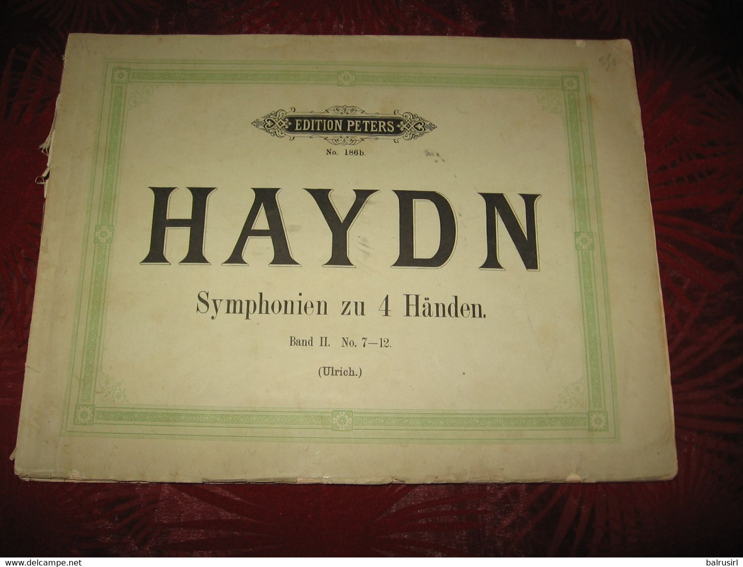 HAYDN  Symphonien Zu 4 Händen Band II N°7-12  Edit PETERS - P-R