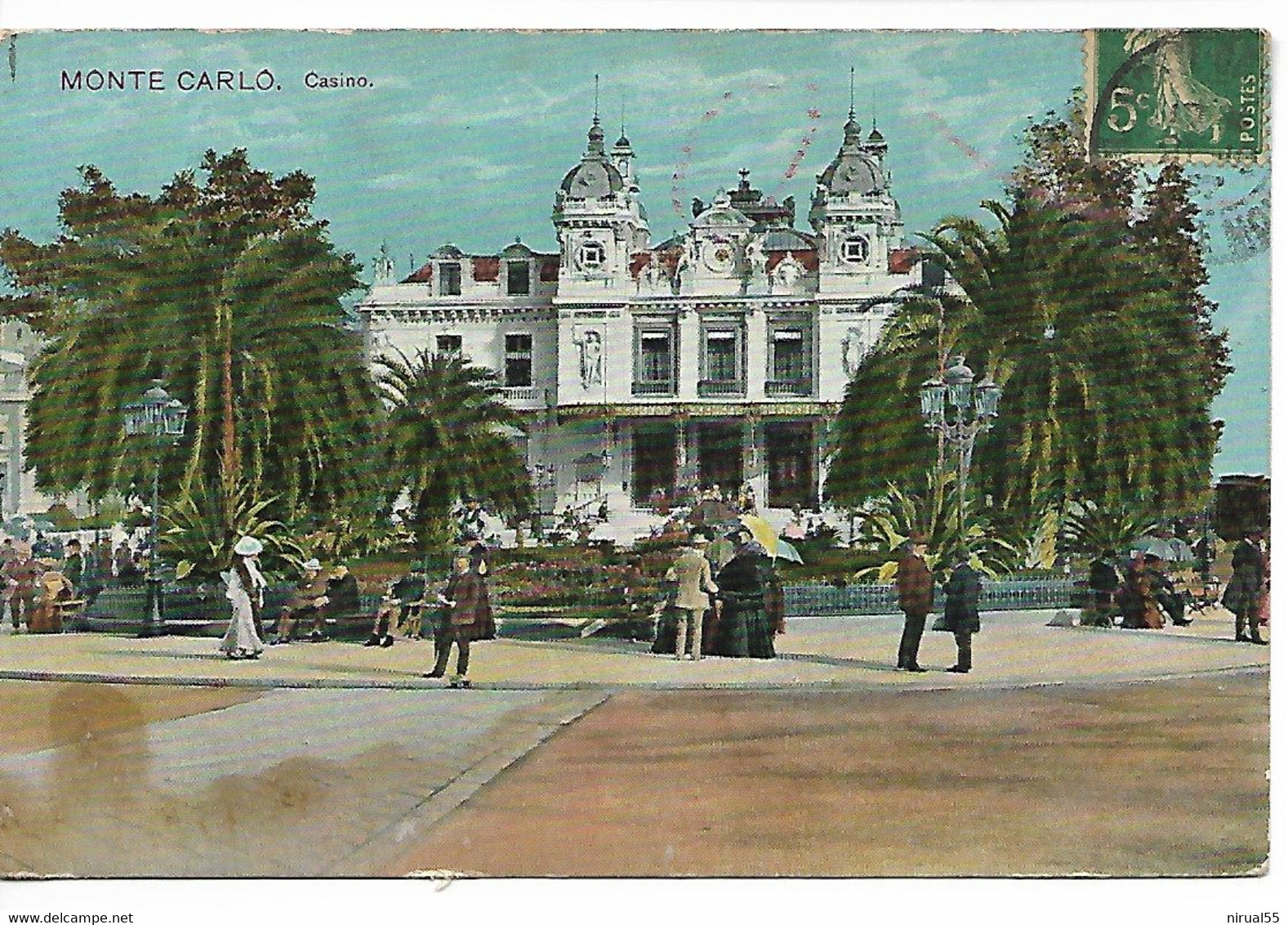 MONTE CARLO Monaco CAD Sur 5c Semeuse 1907 ....G - Cartas & Documentos