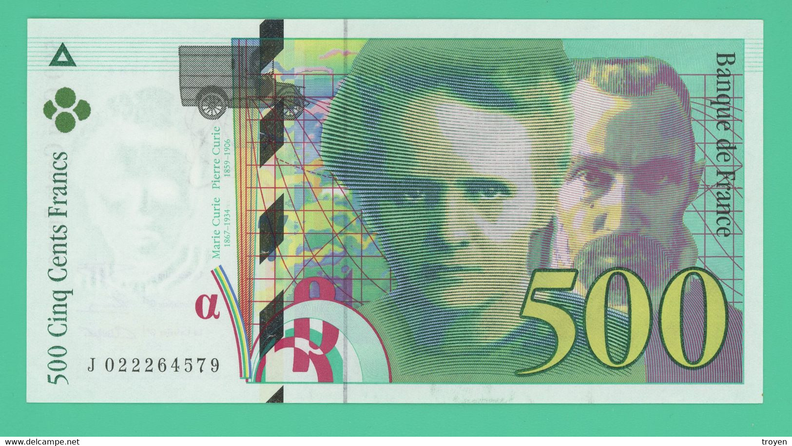 500 Francs - France -  Pierre Et Marie Curie - Neuf -  N°. J 022264579 - 1994 - - 500 F 1994-2000 ''Pierre En Marie Curie''