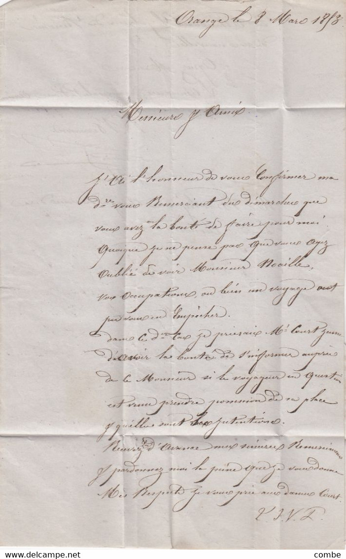 LETTRE. PRESIDENCE N° 10. 8 MARS 1853. VAUCLUSE. ORANGE. PC 2330. POUR LYON - 1852 Louis-Napoleon
