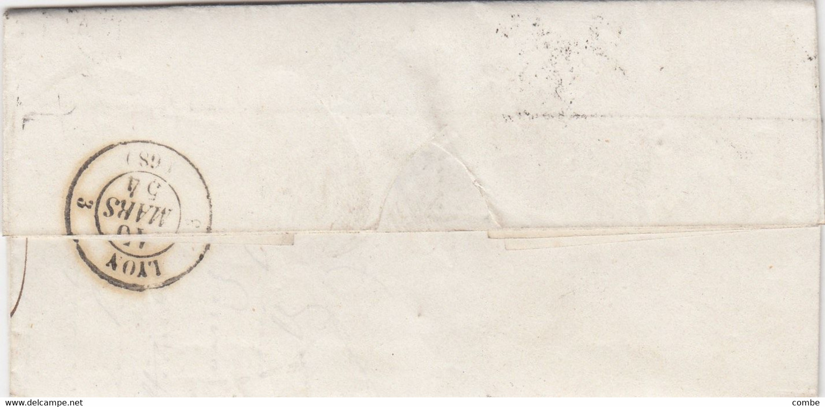 LETTRE. PRESIDENCE N° 10.  14 MARS 1854. DOUBS. BESANCON. PC 378. POUR LYON - 1852 Louis-Napoleon