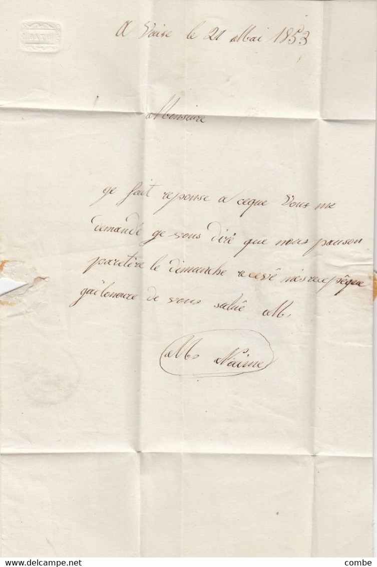 LETTRE. PRESIDENCE N° 10.  21 MAI 1853. RHONE. LYON. PC 1818. DE VAISE POUR St ETIENNE - 1852 Luigi-Napoleone
