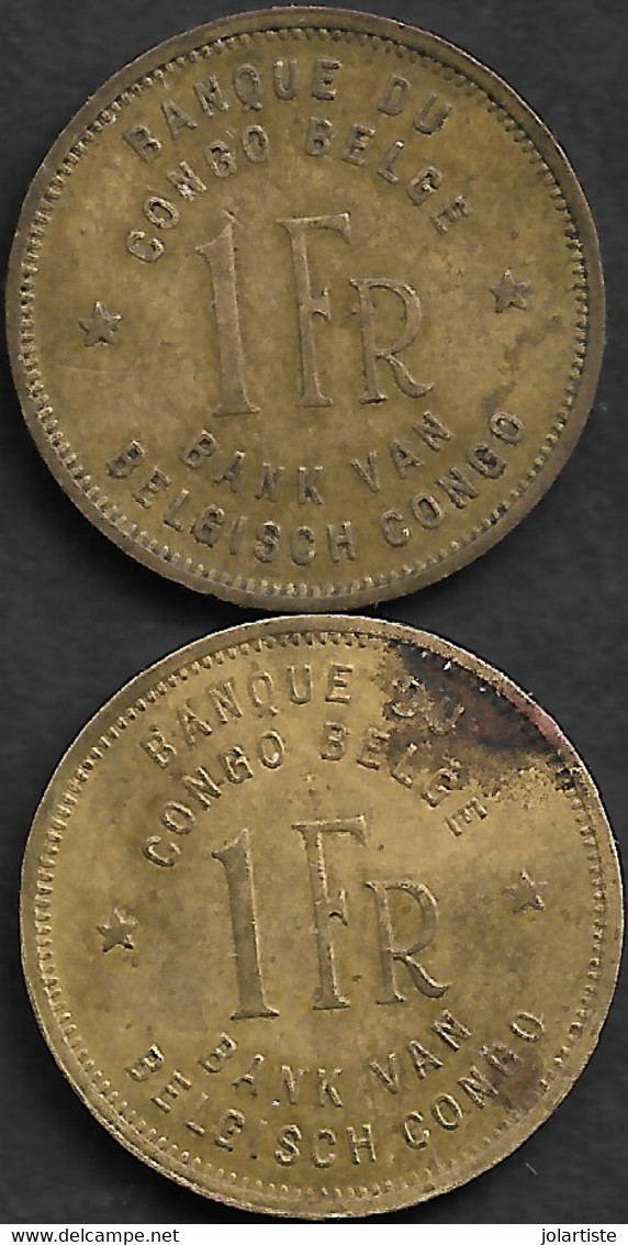 Monnaie Congo Belge 1 Franc 1949 Diametre 20 Mm 2 Pieces Plat03 - 1945-1951: Regency