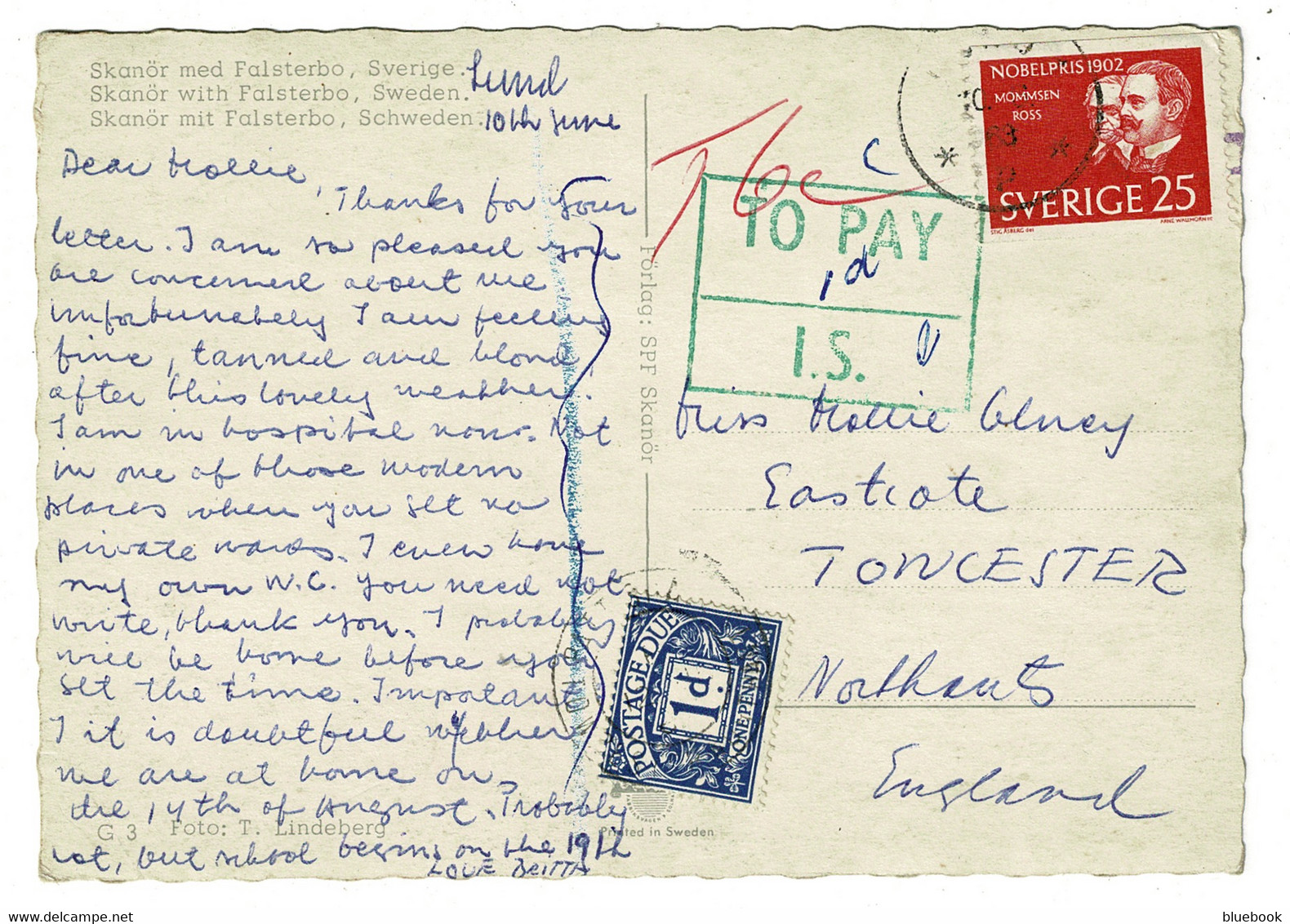 Ref 1421  -  1963 Postage Due Postcard - Sweden To Towcester Special To Pay I.S. Box & Stamp - Portomarken