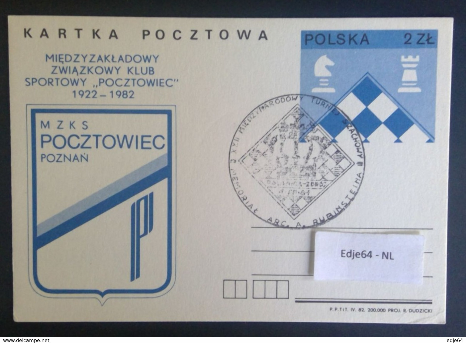 Polen 1982 Briefkaart Schaken - Machines à Affranchir (EMA)