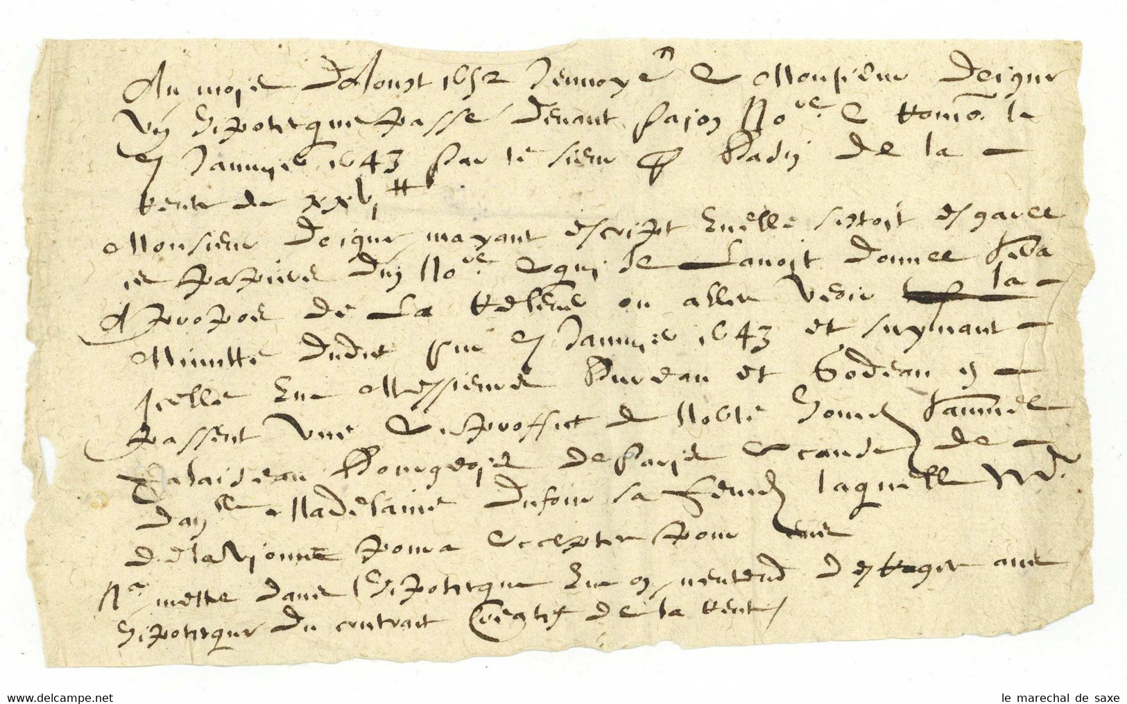 Lettre Sans Date Vers 1652 Signee Dufour Adressee A Monsieur De La Vionne En Sa Maison A A GRESSY??? - ....-1700: Precursors