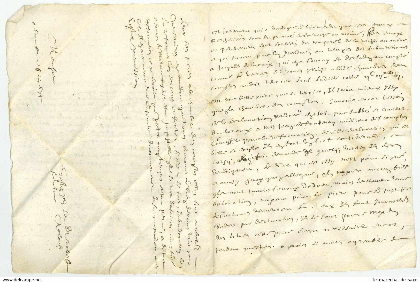 COURSON? 1674 Lettre Taxee Pour Paris Roland A Determiner... - ....-1700: Vorläufer