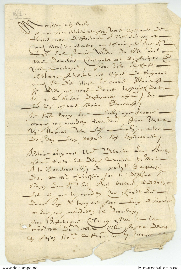 1652 Dufour Lieu A Determiner A Son Oncle Deigne Sieur De Martignan A Gressy(?) - ....-1700: Vorläufer