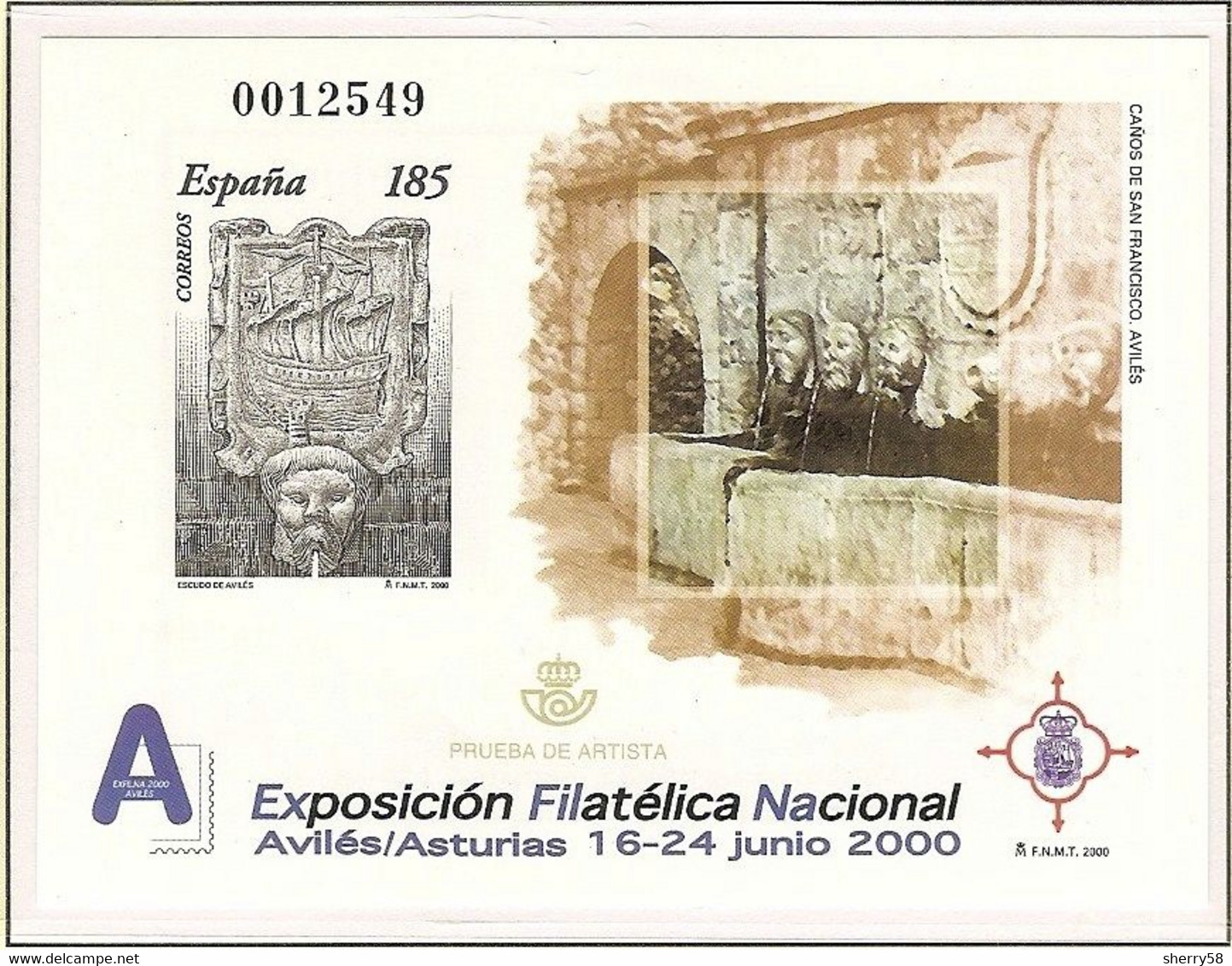 2000-PRUEBA Nº 72 -EXFILNA'00.AVILES - Proofs & Reprints