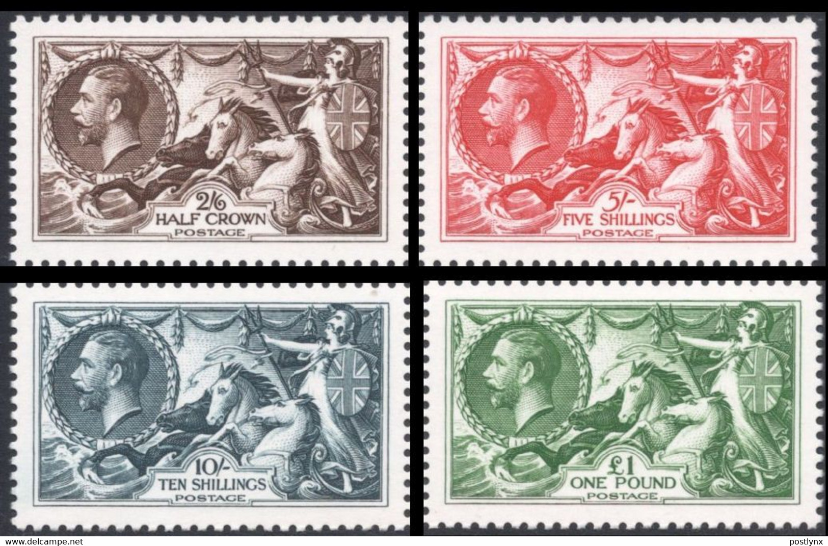 GREAT BRITAIN 1913 Seahorses SET:4 OFFICIAL REPRINT GB - Essays, Proofs & Reprints