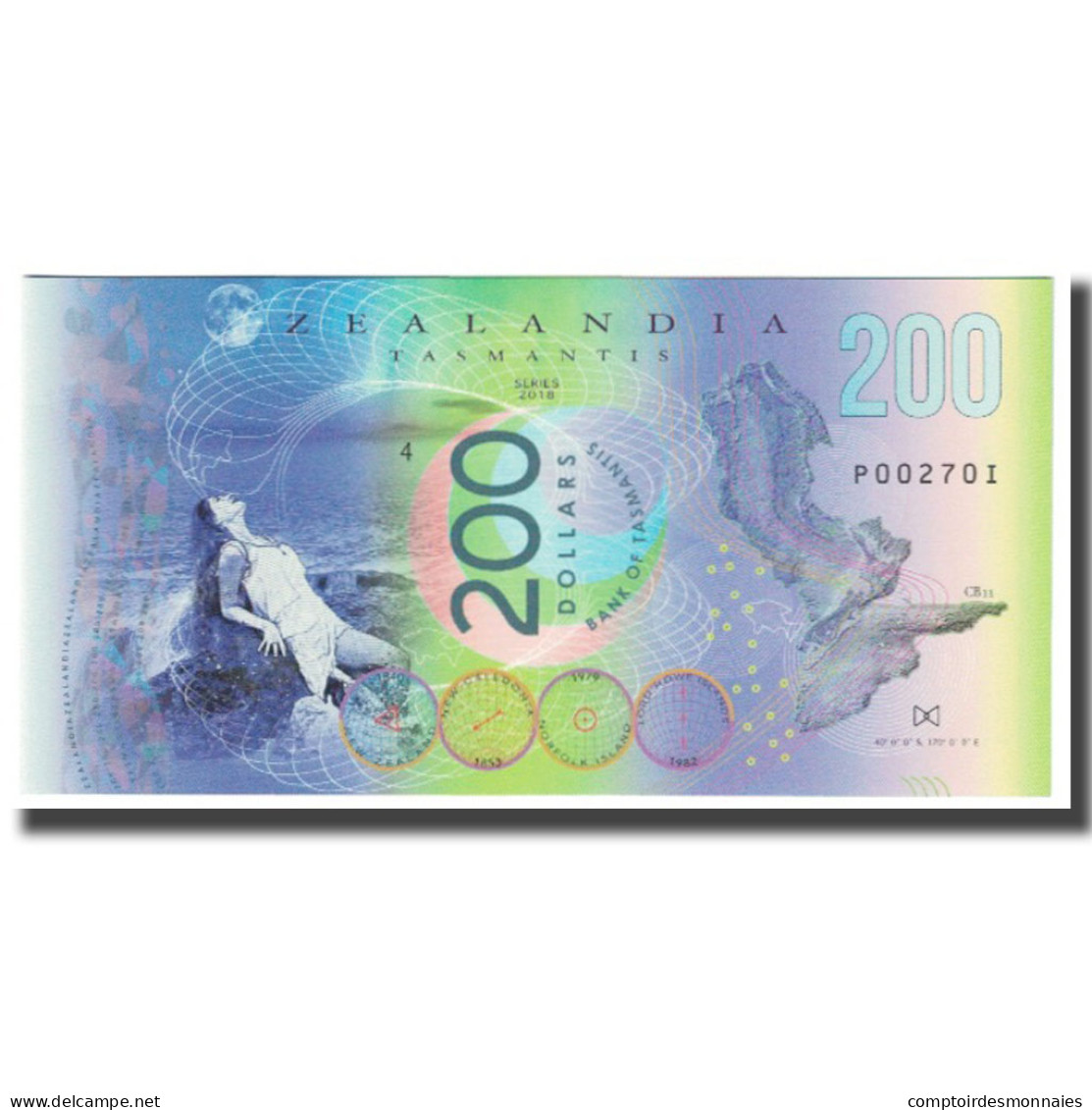 Billet, Australie, 200 Dollars, 2018, ZEALANDIA TASMANTIS LORD HOWE ISLAND, NEUF - Fictifs & Specimens