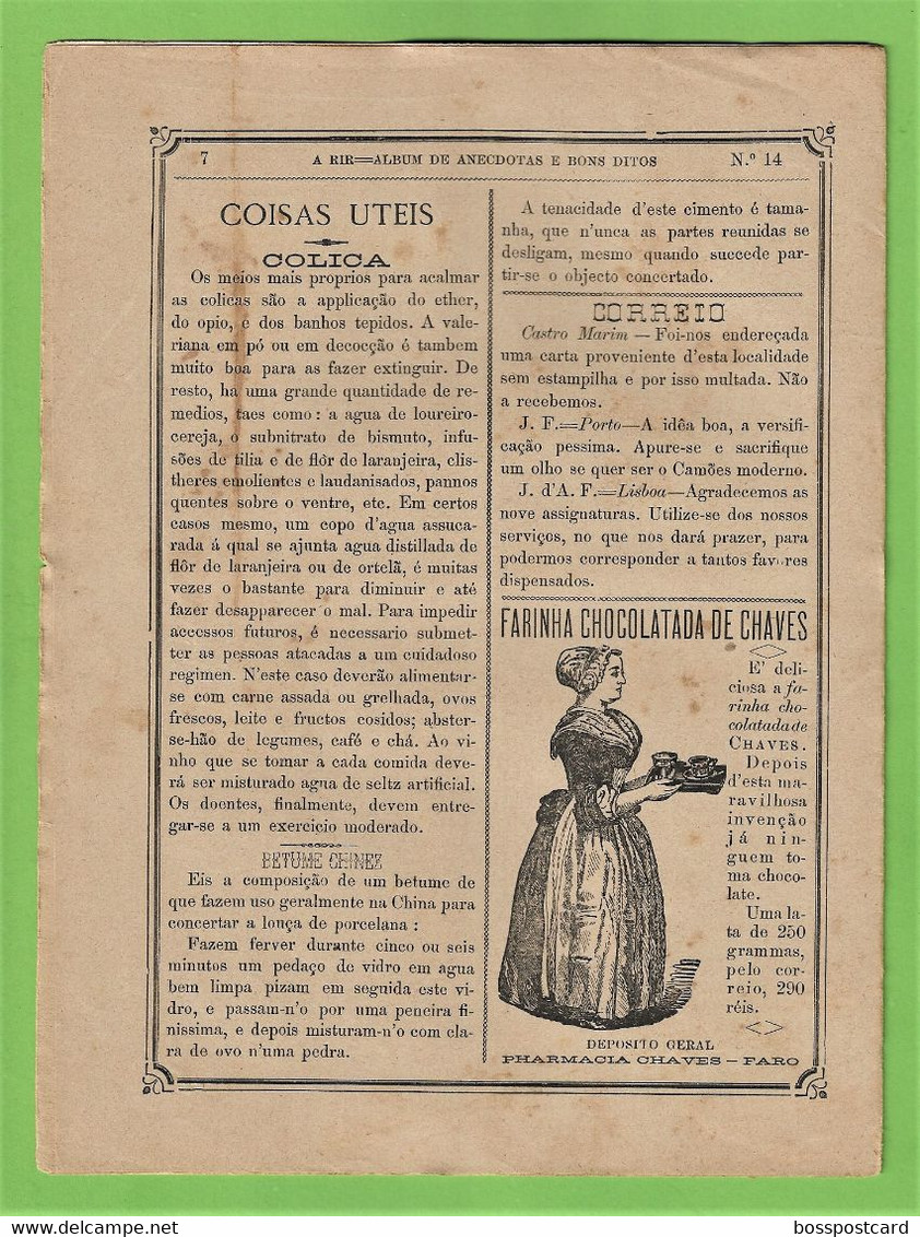 Faro - 45 Álbuns de Anedotas "A Rir" de 1891, do Nº 13 ao Nº 47 - Publicidade da Farmácia Chaves - Portugal (Muito Raro)