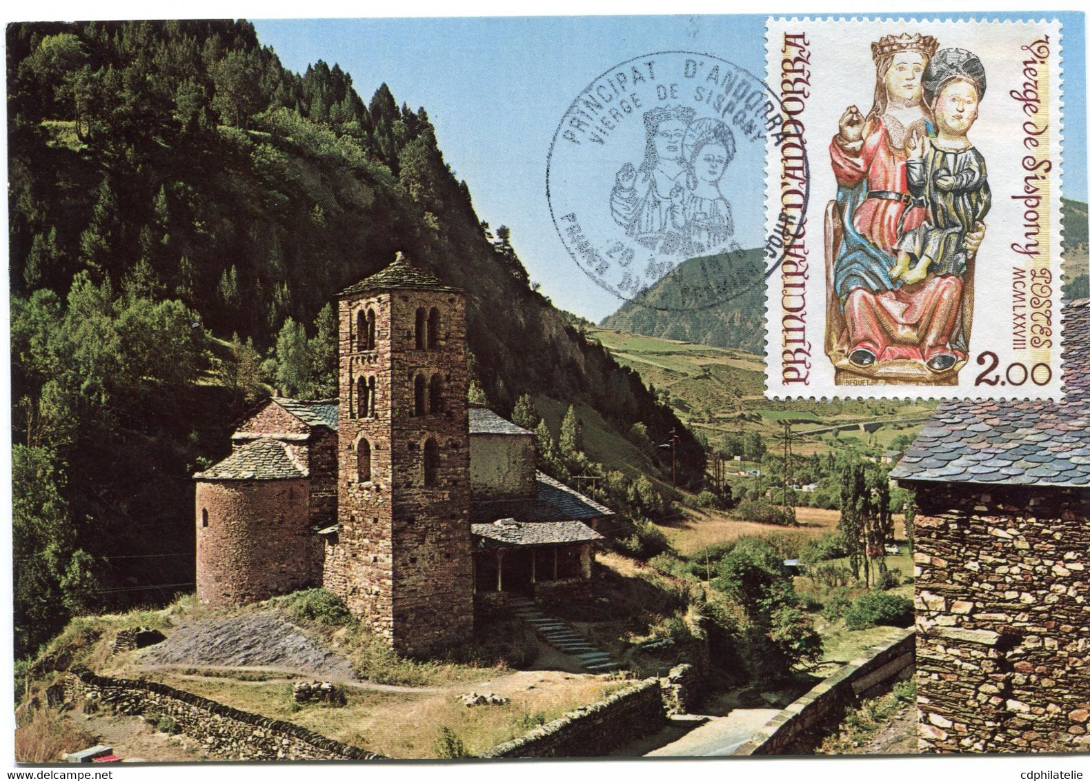 ANDORRE FRANCAIS CARTE MAXIMUM DU N°271 VIERGE DE SISPONY AVEC OBLITERATION 1er JOUR PRINCIPAT D'ANDORRA 20 MAI 1978 - Cartoline Maximum