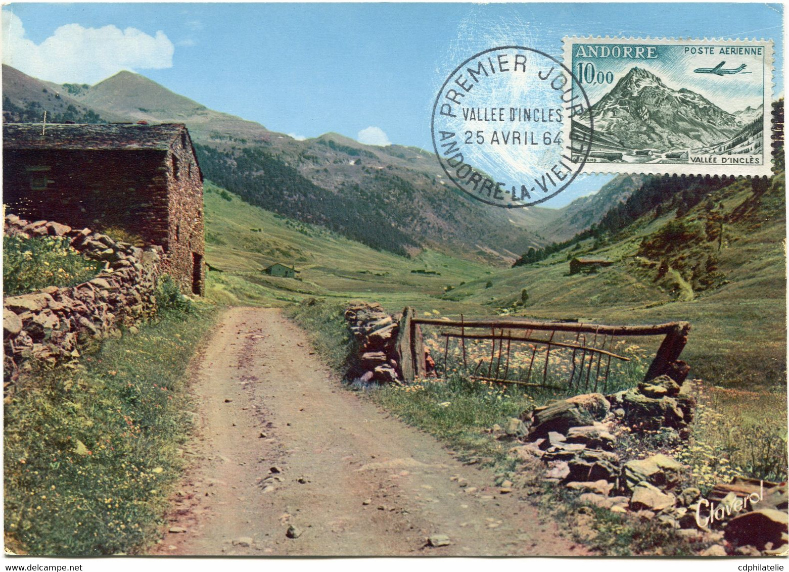 ANDORRE FRANCAIS CARTE MAXIMUM DU PA 8 VALLEE D'INCLES A.... AVEC OBLITERATION 1er JOUR ANDORRE-LA-VIEILLE 25 AVRIL 64 - Cartoline Maximum