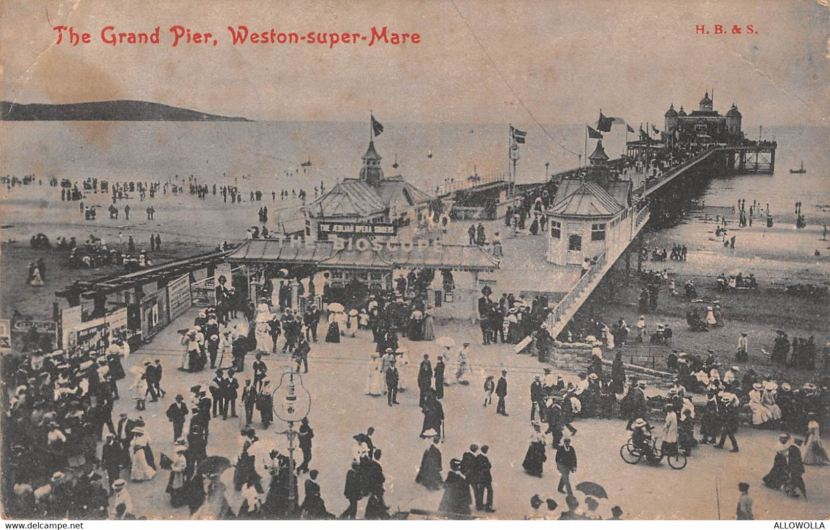 10309"THE GRAND PIER-WESTON SUPER MARE"ANIMATA-SPIAGGIA-VERA FOTO-CARTOLINA NON SPEDITA