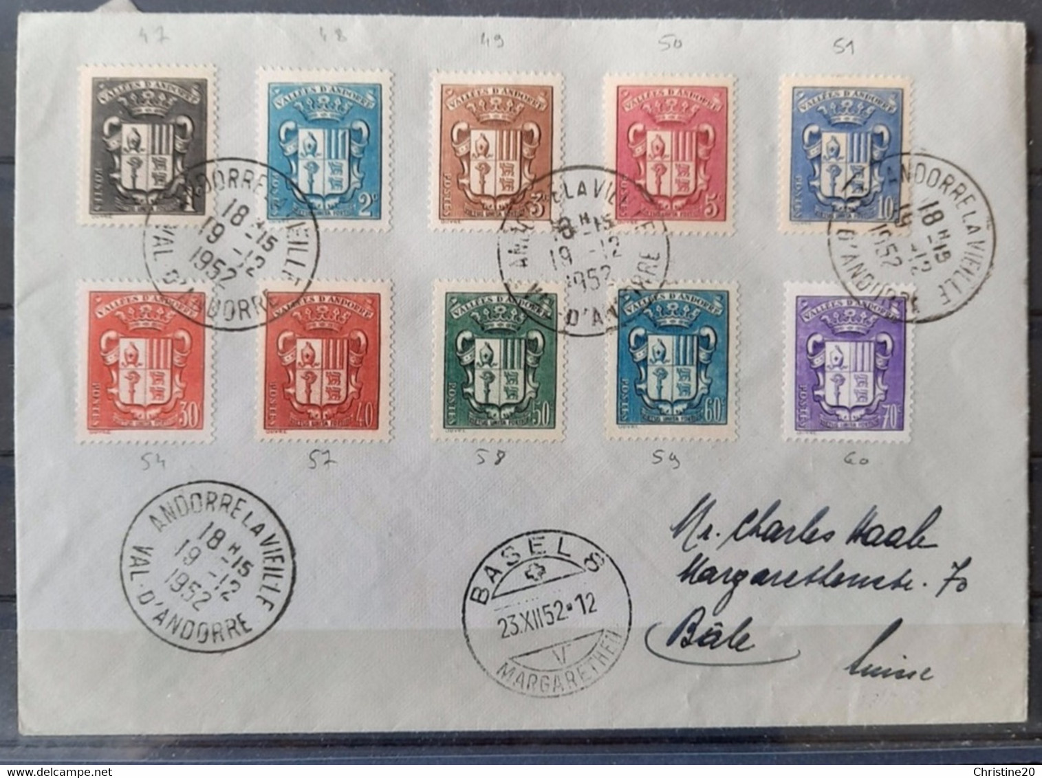 Andorre/Andorra N°47/51, 54, 57/60 Oblitérés Sur Lettre Caché à Date Tardif TB - Used Stamps