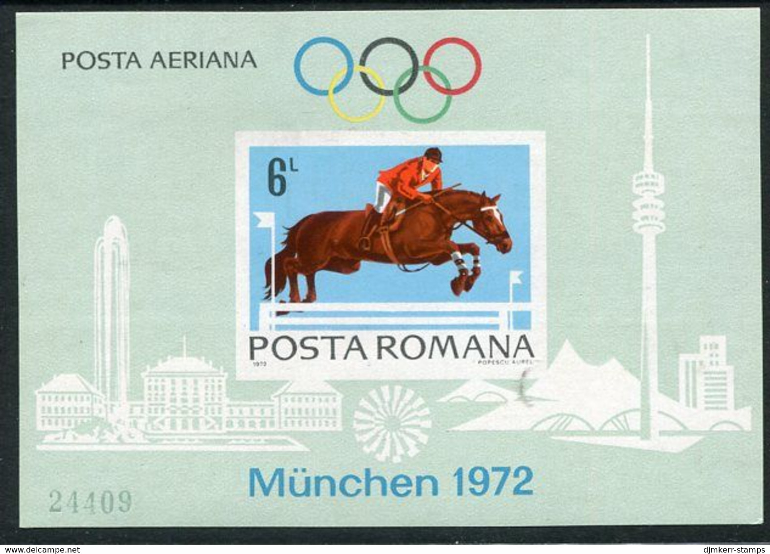 ROMANIA 1972 Olympic Games, Munich Imperforate Block MNH / **  Michel Block 94 - Unused Stamps