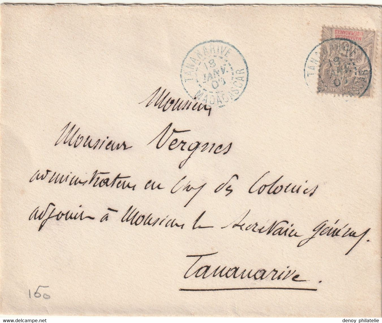 Madagascar -  Tananarive - Lettre Au Type Groupe 15cts Pour La Ville 18 Janvier 1903 - Briefe U. Dokumente