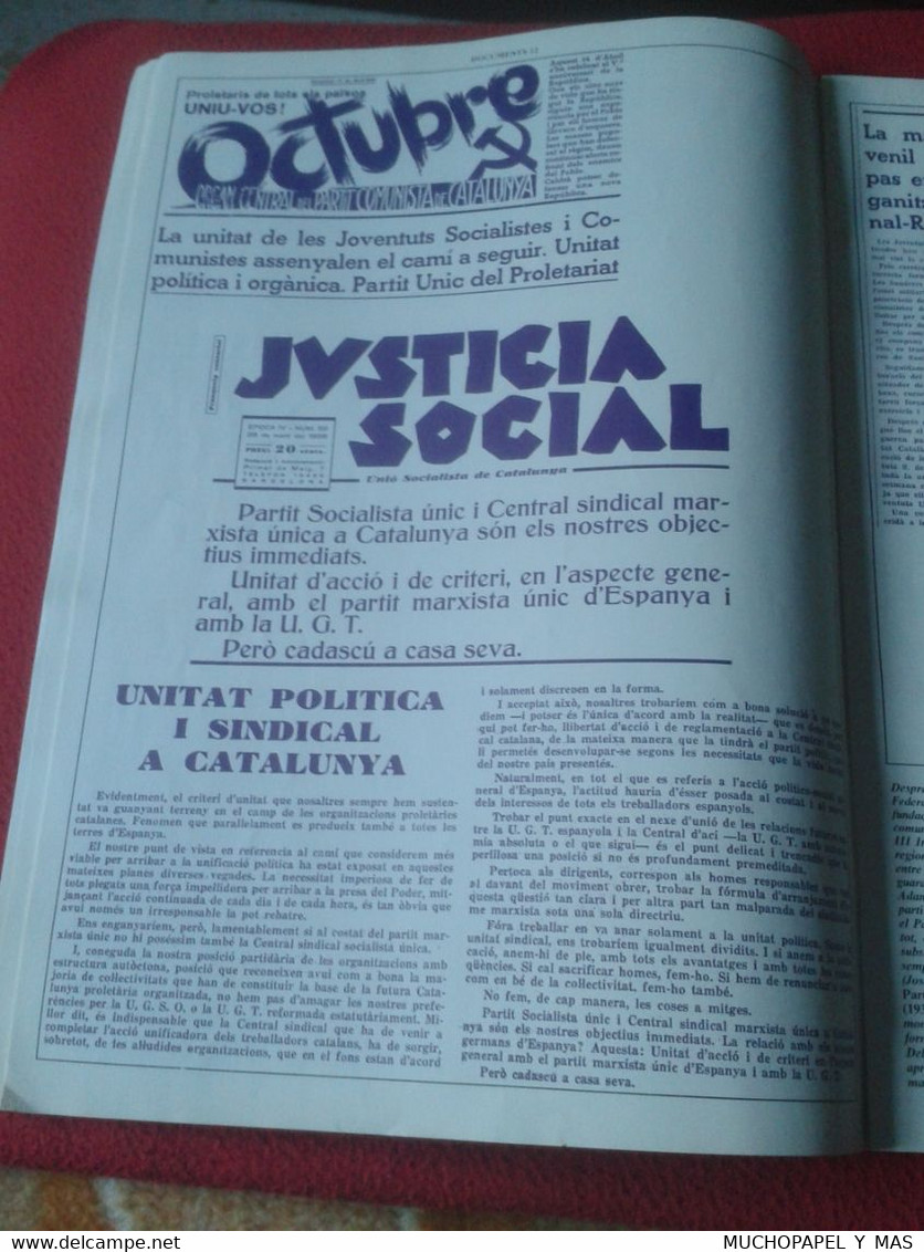 CUADERNO FASCÍCULO O SIMIL CATALUÑA RECUPEREM LA NOSTRA HISTÒRIA FUNDACIÓ DEL PSUC Nº 12 GUERRA CIVIL ESPAÑOLA WAR SPAIN