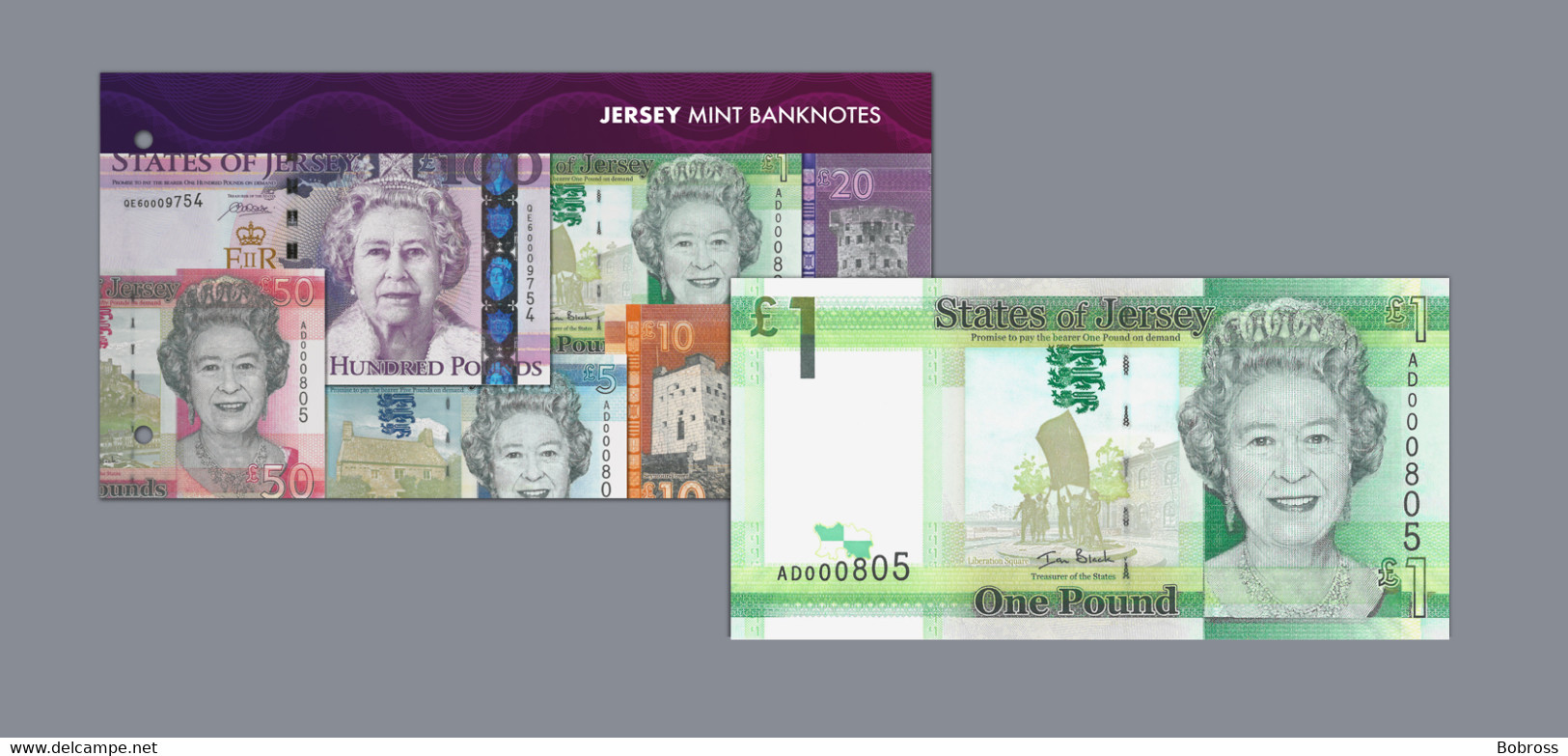 2020  £1 Mint Banknote X 5, Jersey, MNH - Jersey