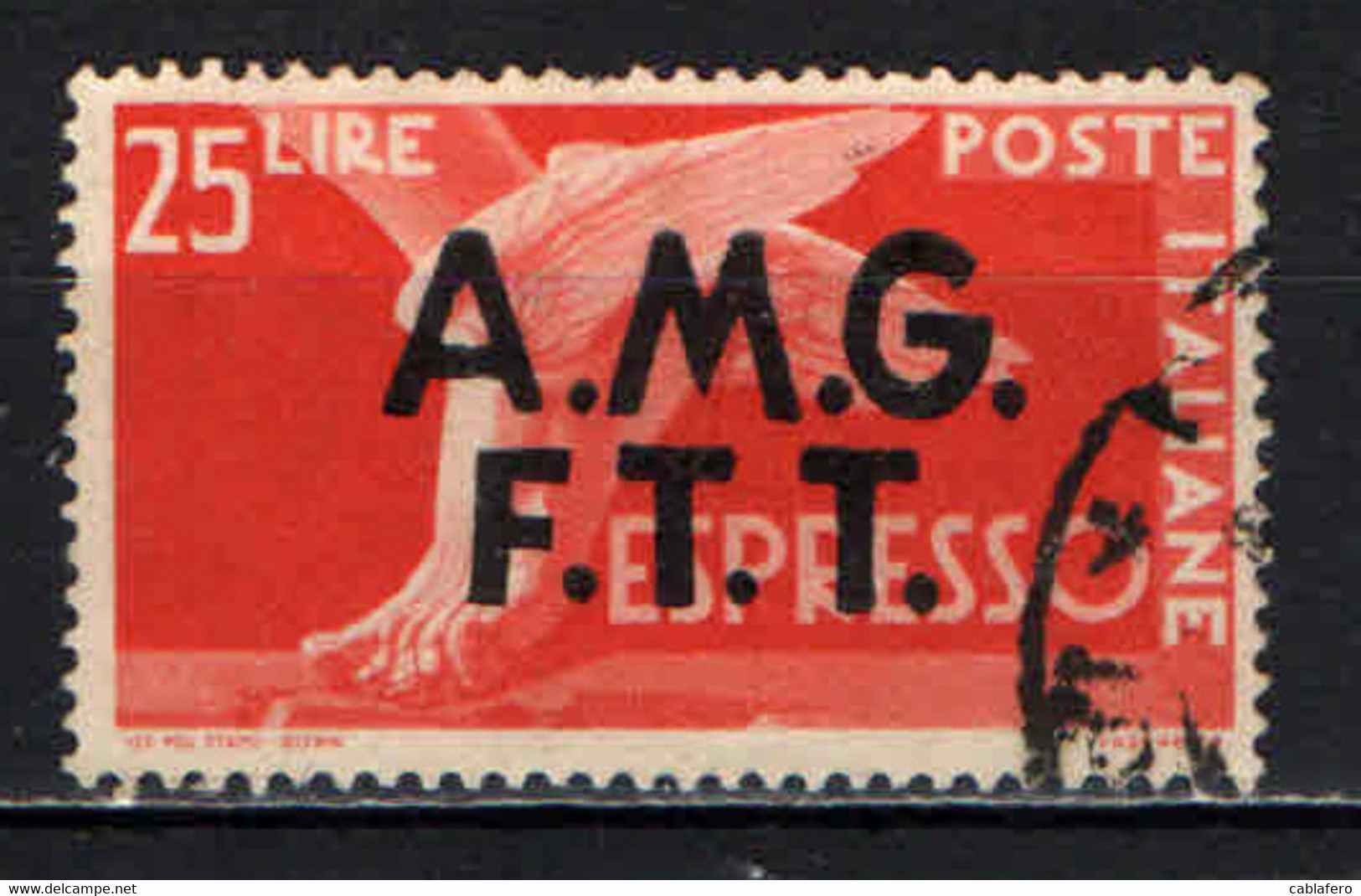 TRIESTE - AMGFTT - 1947 - DEMOCRATICA 25 LIRE - USATO - Express Mail