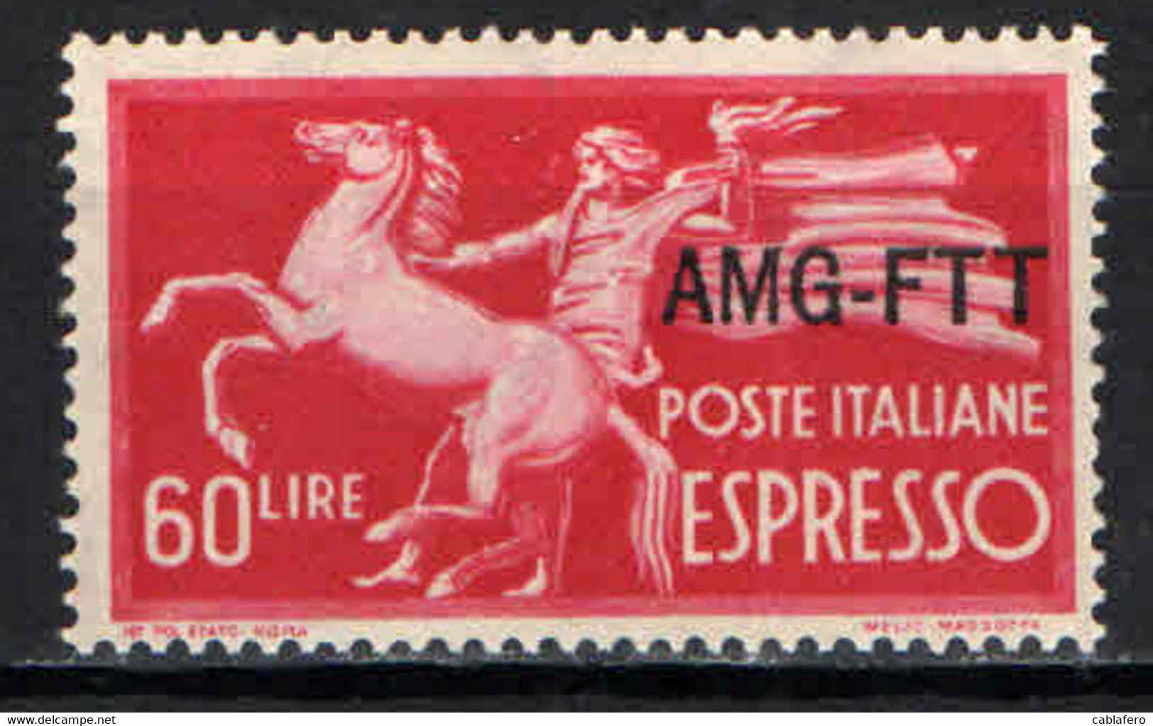 TRIESTE - AMGFTT - 1950 - SERIE DEMOCRATICA - SOVRASTAMPA SU UNA RIGA - VALORE DA 60 LIRE - MNH - Express Mail