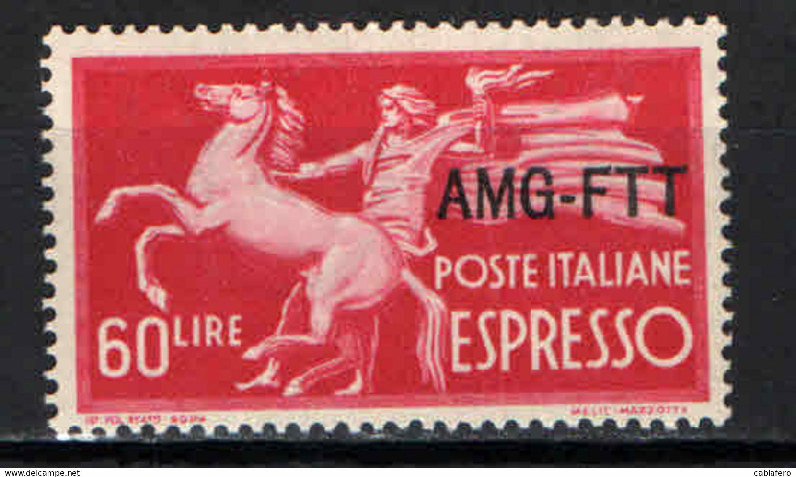 TRIESTE - AMGFTT - 1950 - SERIE DEMOCRATICA - SOVRASTAMPA SU UNA RIGA - VALORE DA 60 LIRE - MNH - Express Mail