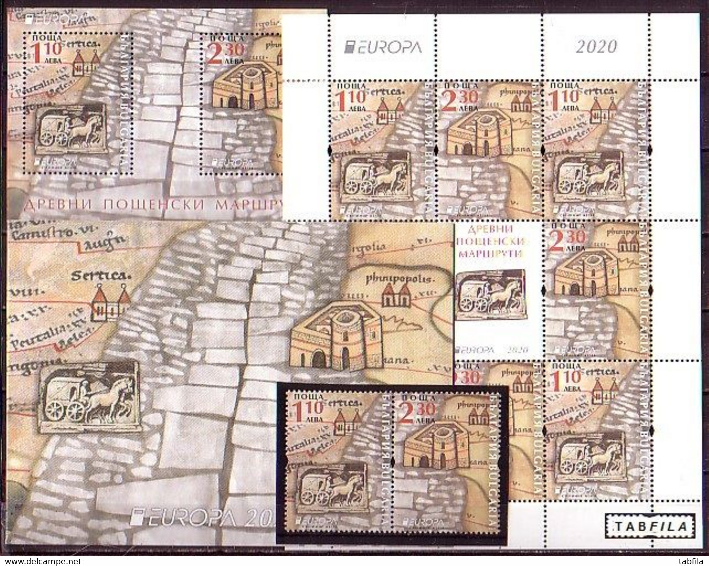 BULGARIA - 2020 - Europa-CEPT - Ancient Postal Routes - Fine Set + S/S + Booklet + Sheet -  ** MNH - Ongebruikt