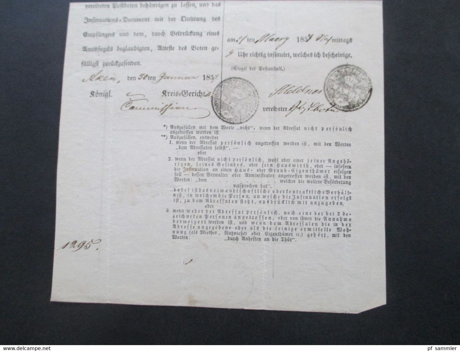 Altdeutschland Sachsen 21.3.1857 Beleg / Post Insinuations Document Portofreie Justizsache Stp. K. Pr. Post Exped. Barby - Saxe