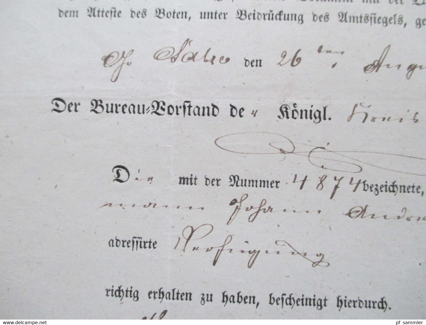 Altdeutschland Sachsen 26.8.1854 Beleg Königl. Post Expedition Der Bureau Vorstand Stp. K. Pr. Post Exped. Barby - Saxony