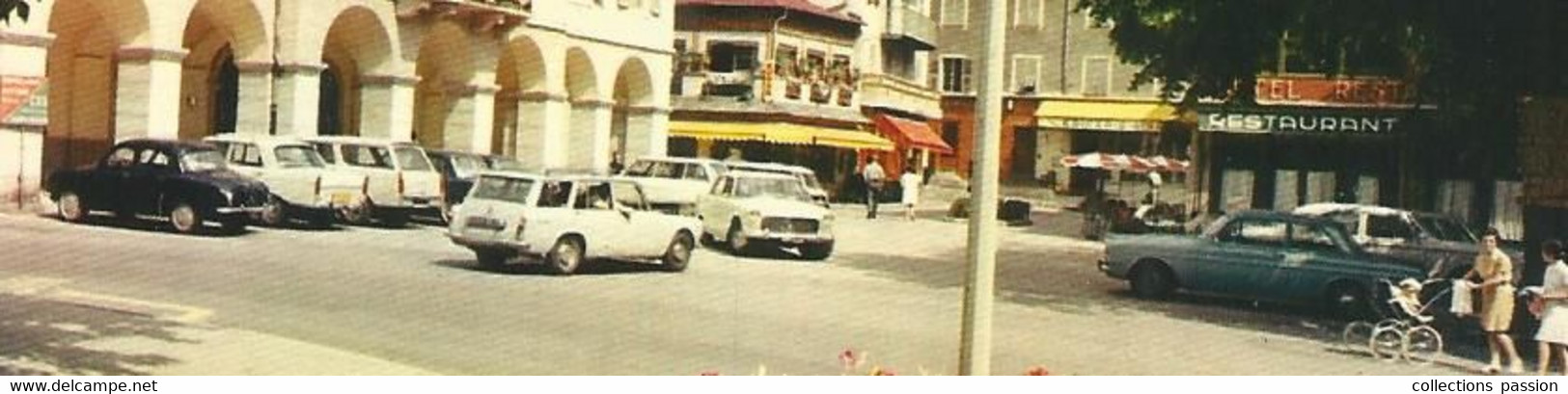 Cp , Automobiles, 06 , SAINT MARTIN VESUBIE ,place Félix FAURE Et Hôtel De Ville ,  Vierge ,  2 Scans, Commerces - PKW