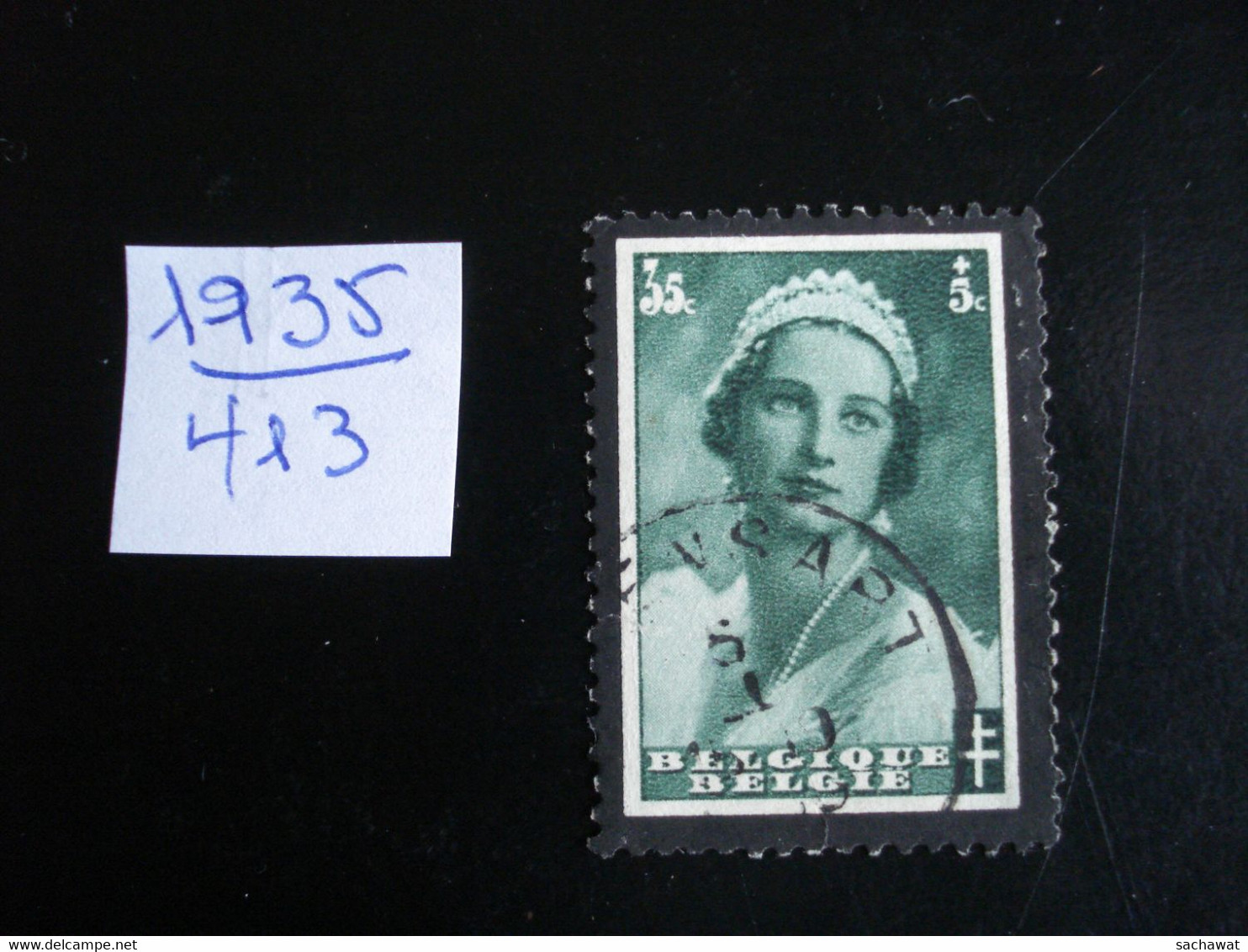 Belgique 1935 - Mort De La Reine Astrid 35+5c - Y.T. 413 - Oblitérés - Used - 1934-1935 Léopold III