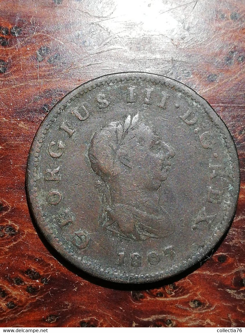 MONNAIE COIN GRANDE BRETAGNE GEORGE III HALF PENNY BRITANNIA 1807 - B. 1/2 Penny