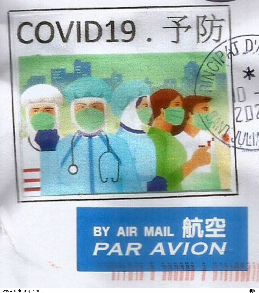 Belle Lettre Du Japon "Art Moderne Japonais",postée Pendant Covid19 Lockdown,avec Vignette Japonaise Protection Virus - Briefe U. Dokumente