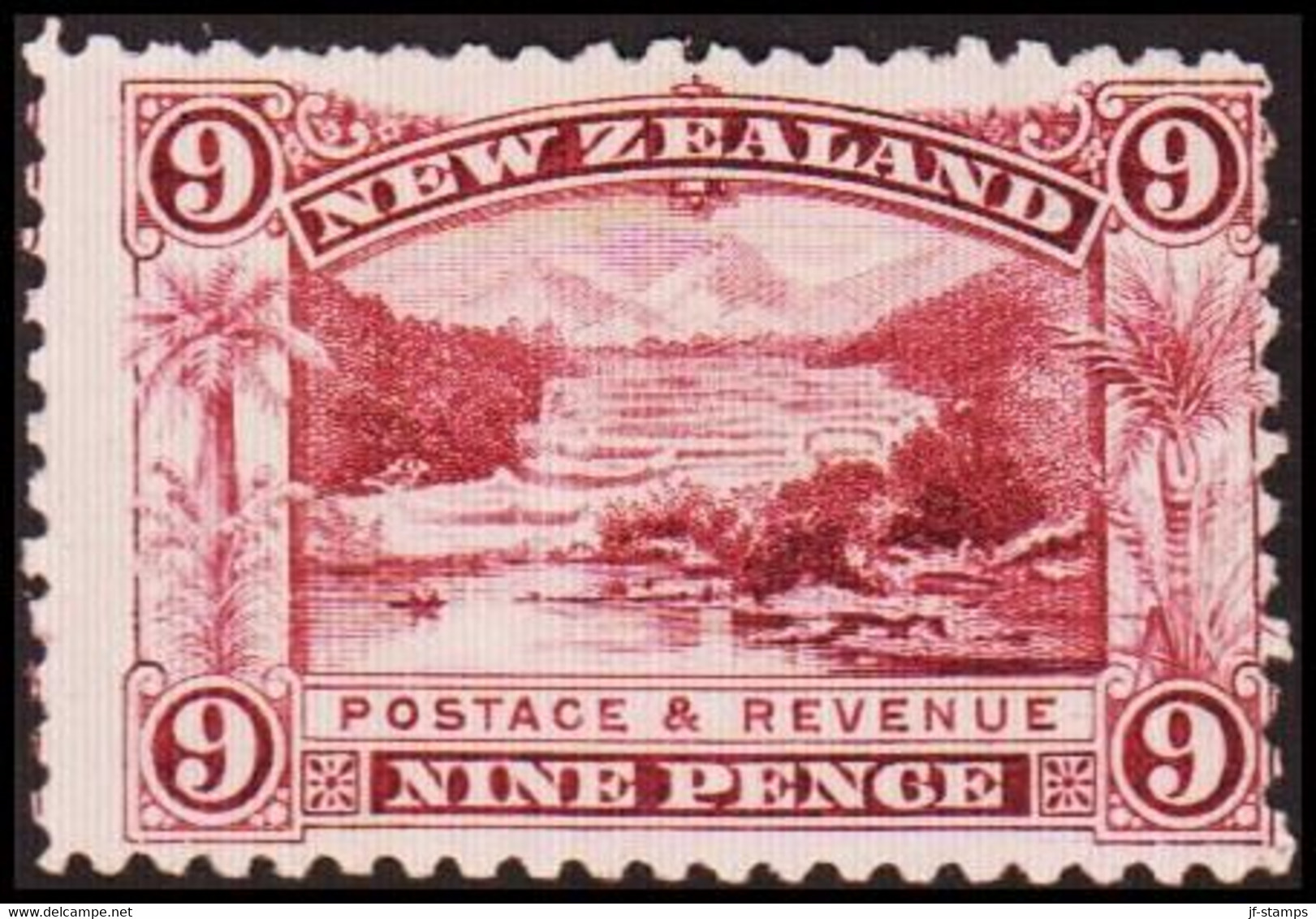 1902-1907. New Zealand.  Landscapes And Birds NINE PENCE  Perf. 11. Hinged. (MICHEL 109A) - JF410355 - Ungebraucht
