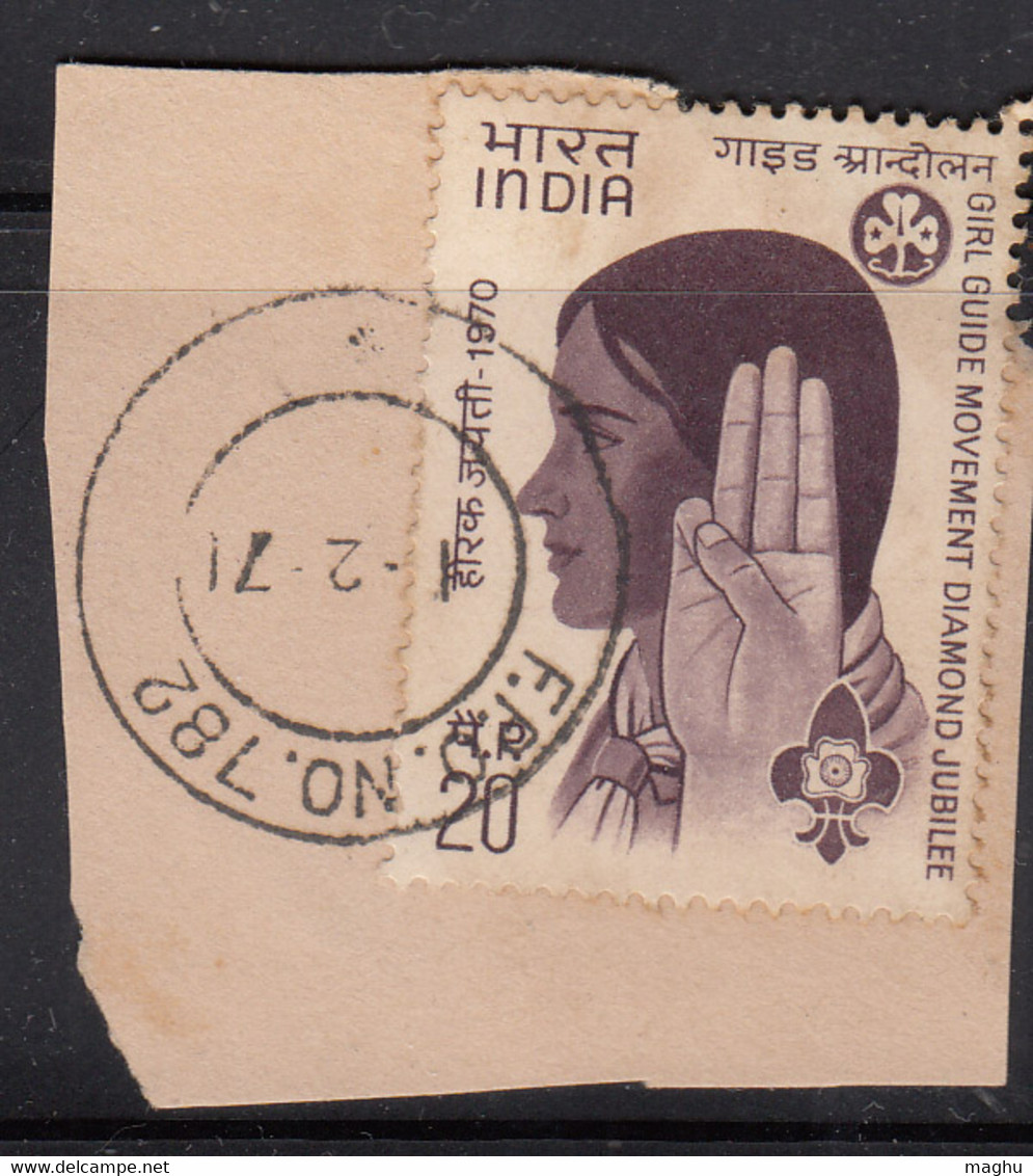Postal Used 1971 On Piece, F.P.O.  782 FPO India  Military, Girl Guide, Scouts, - Franchise Militaire